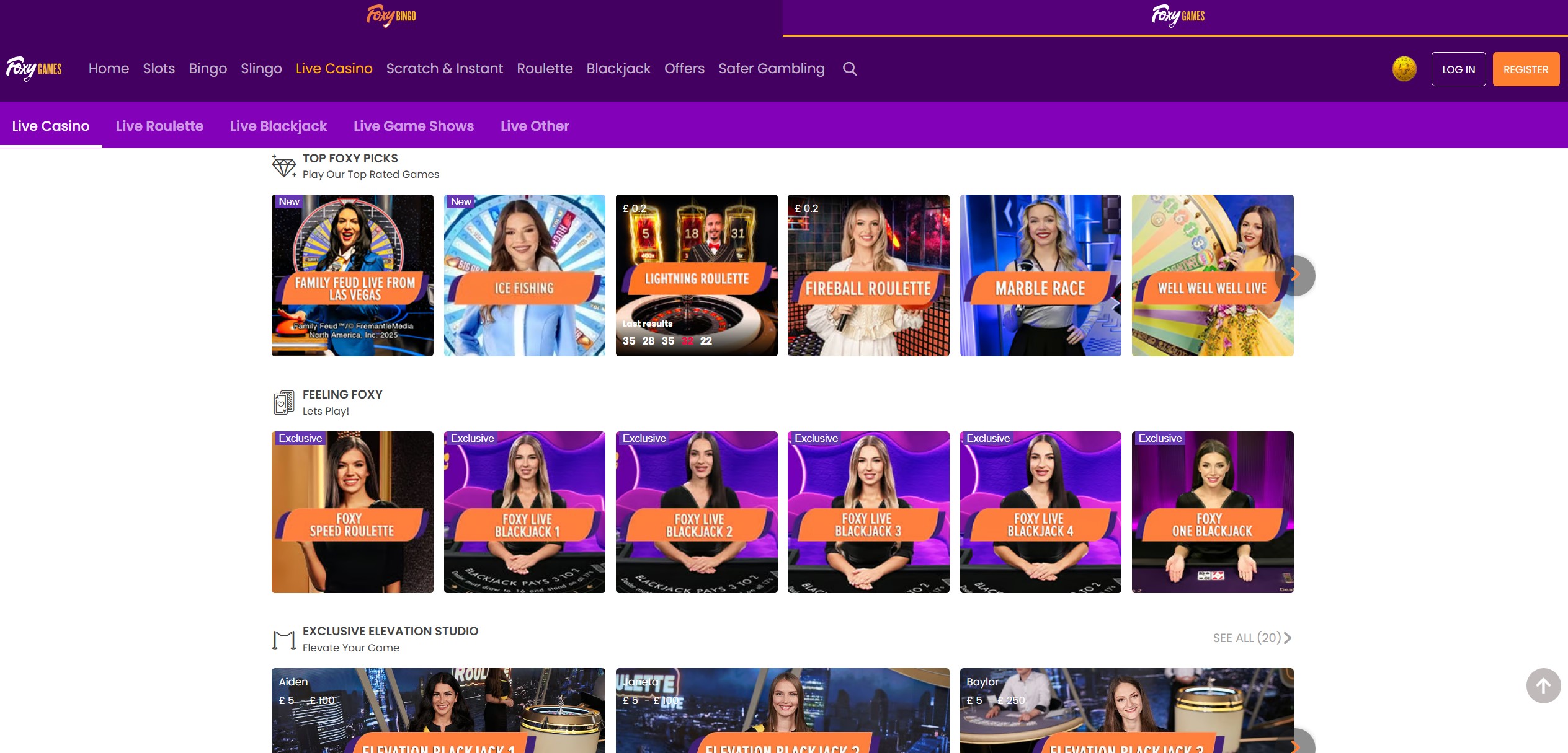 Foxy Games Live Casino