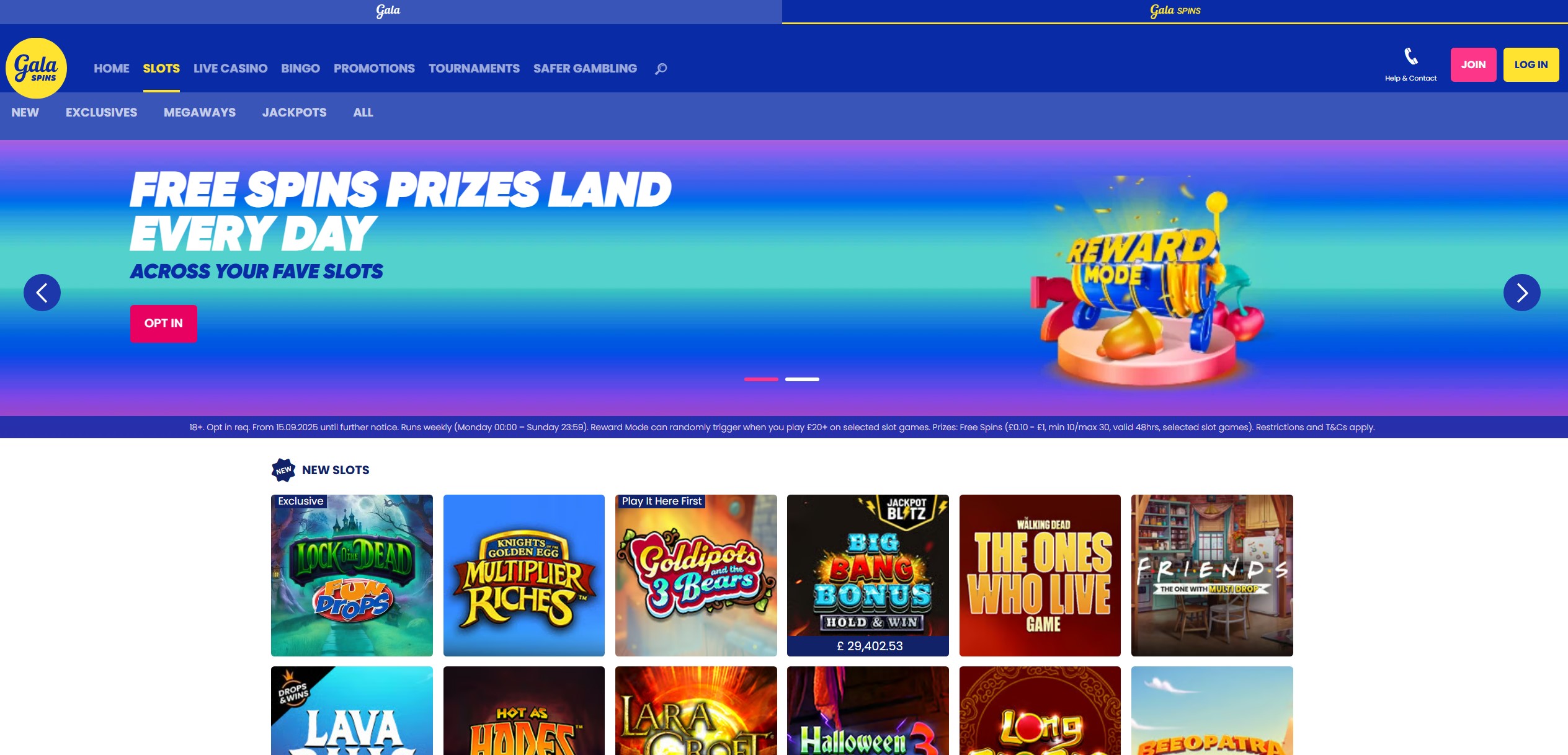 Gala Spins Slot Selection