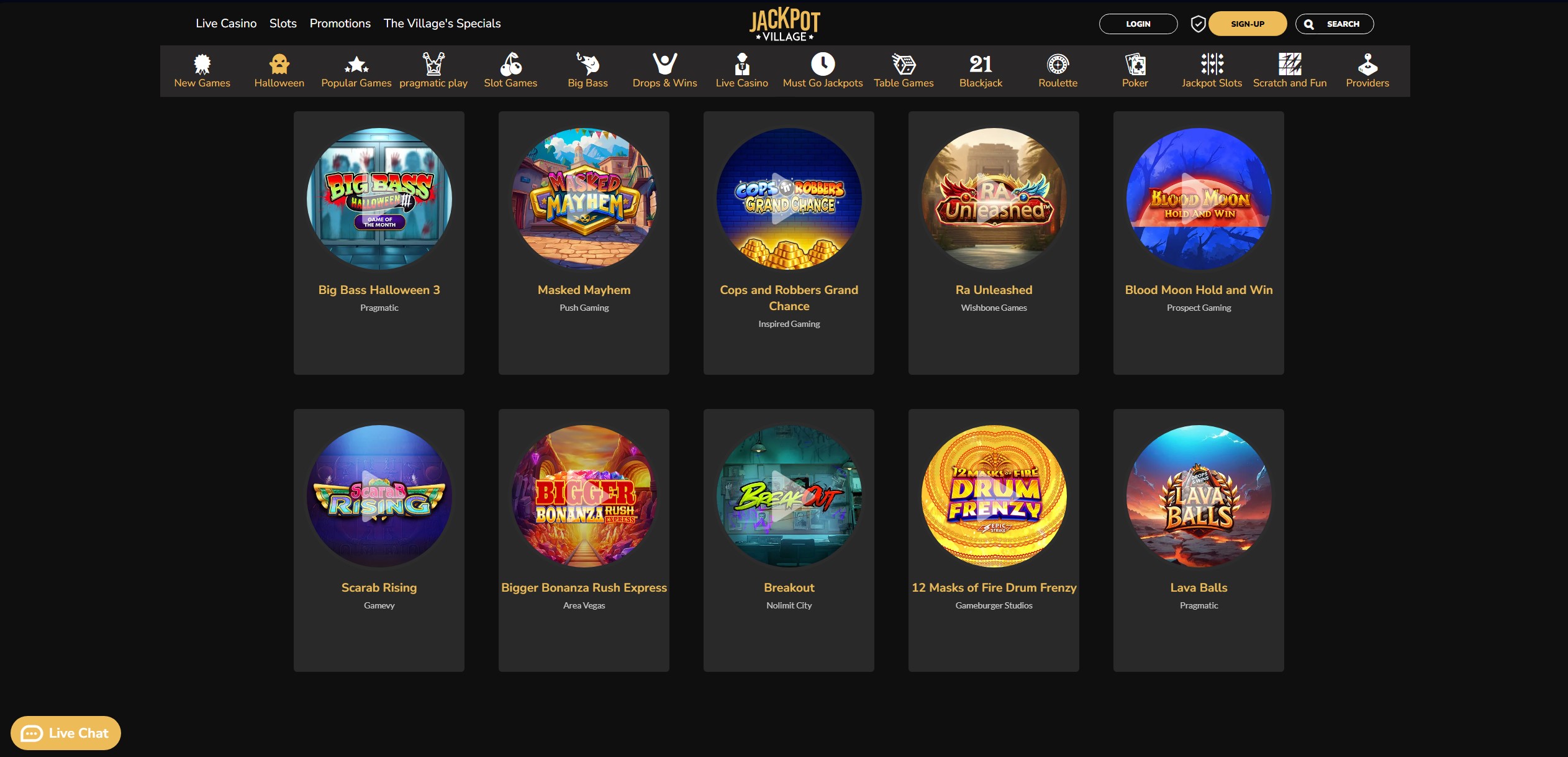 Jackpot Village Slot Selection
