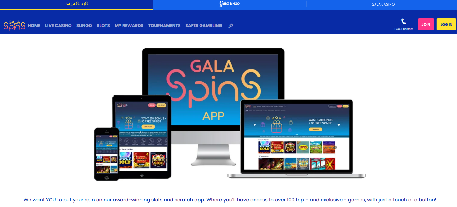 Gala Spins App For Android And iOS