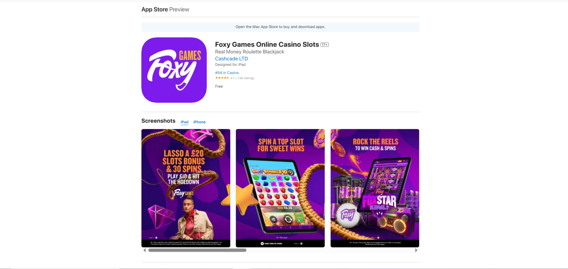 Download the Foxy Games app at play on your mobile.
