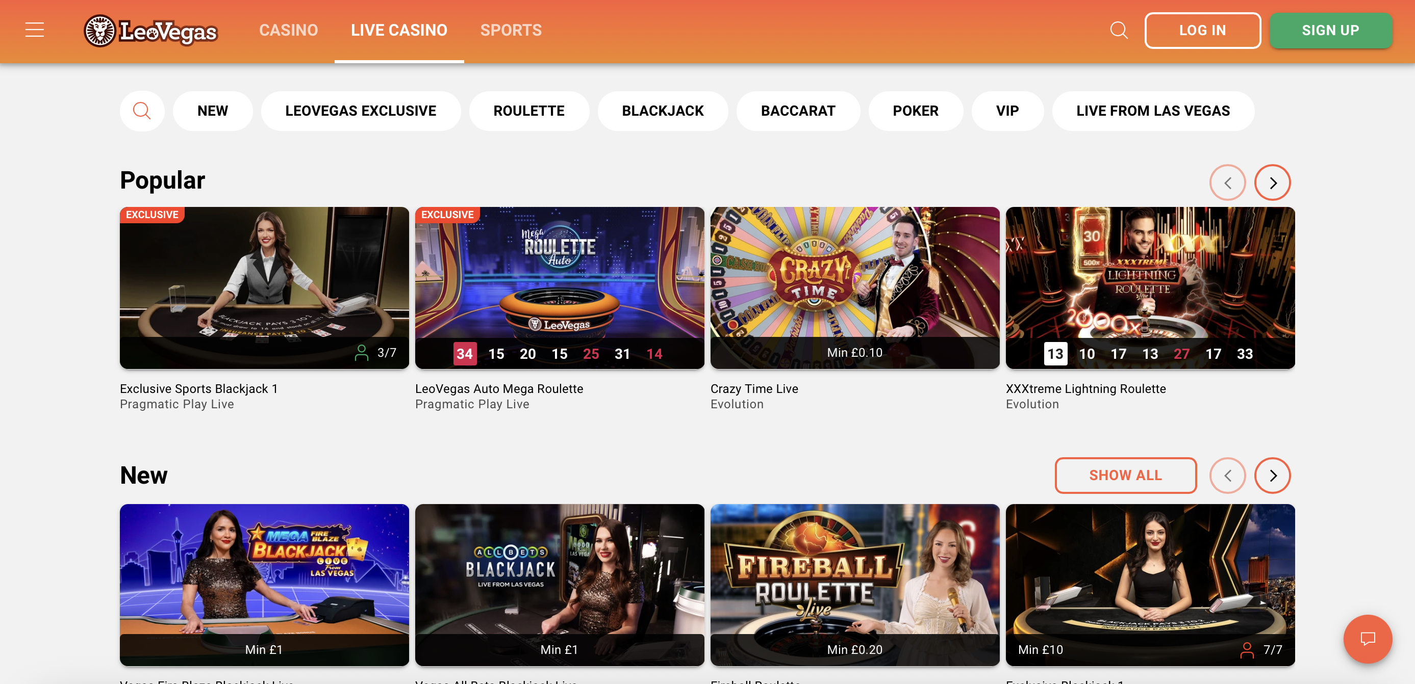 LeoVegas Live Casino