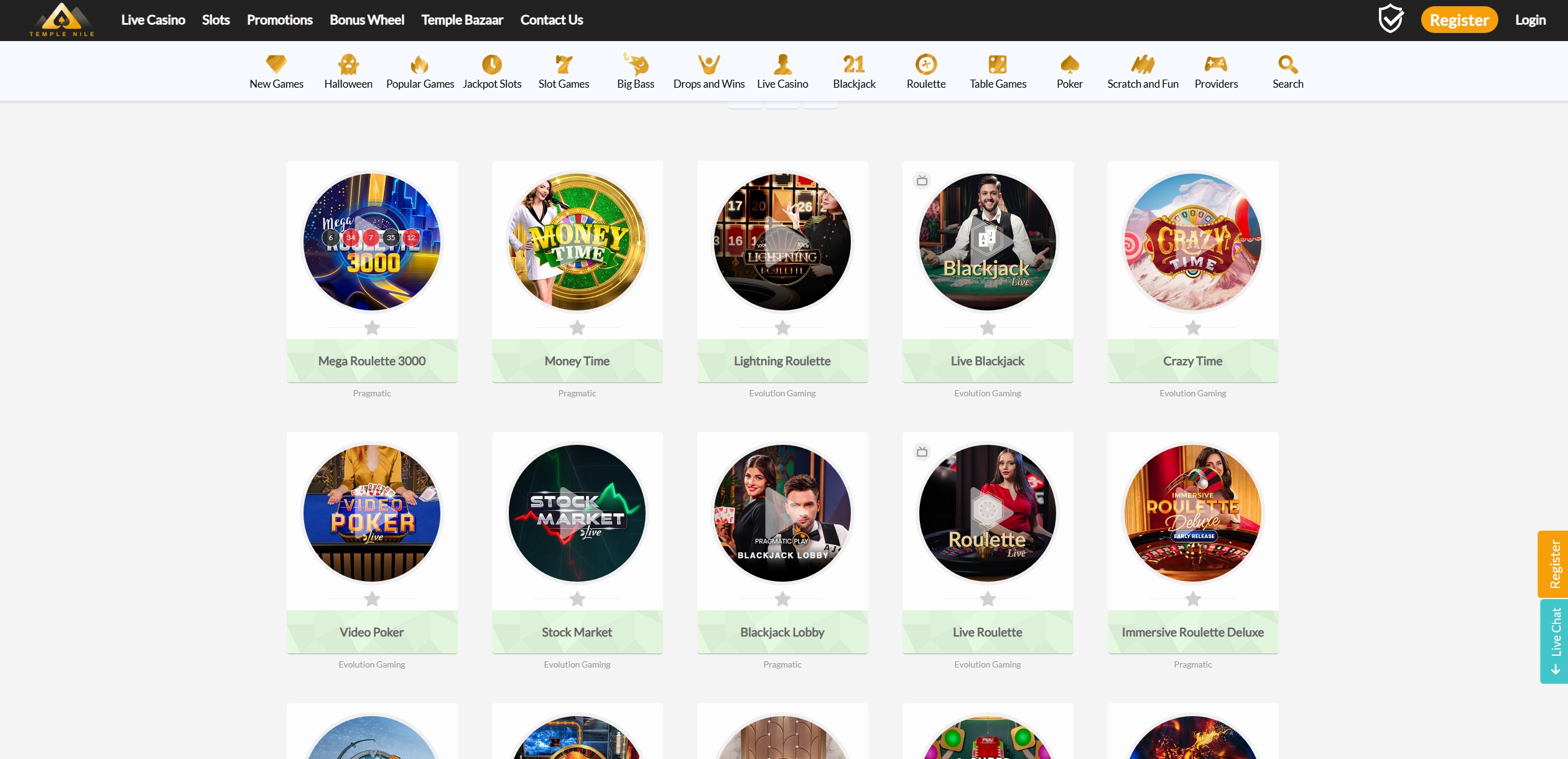Temple Nile Live Casino