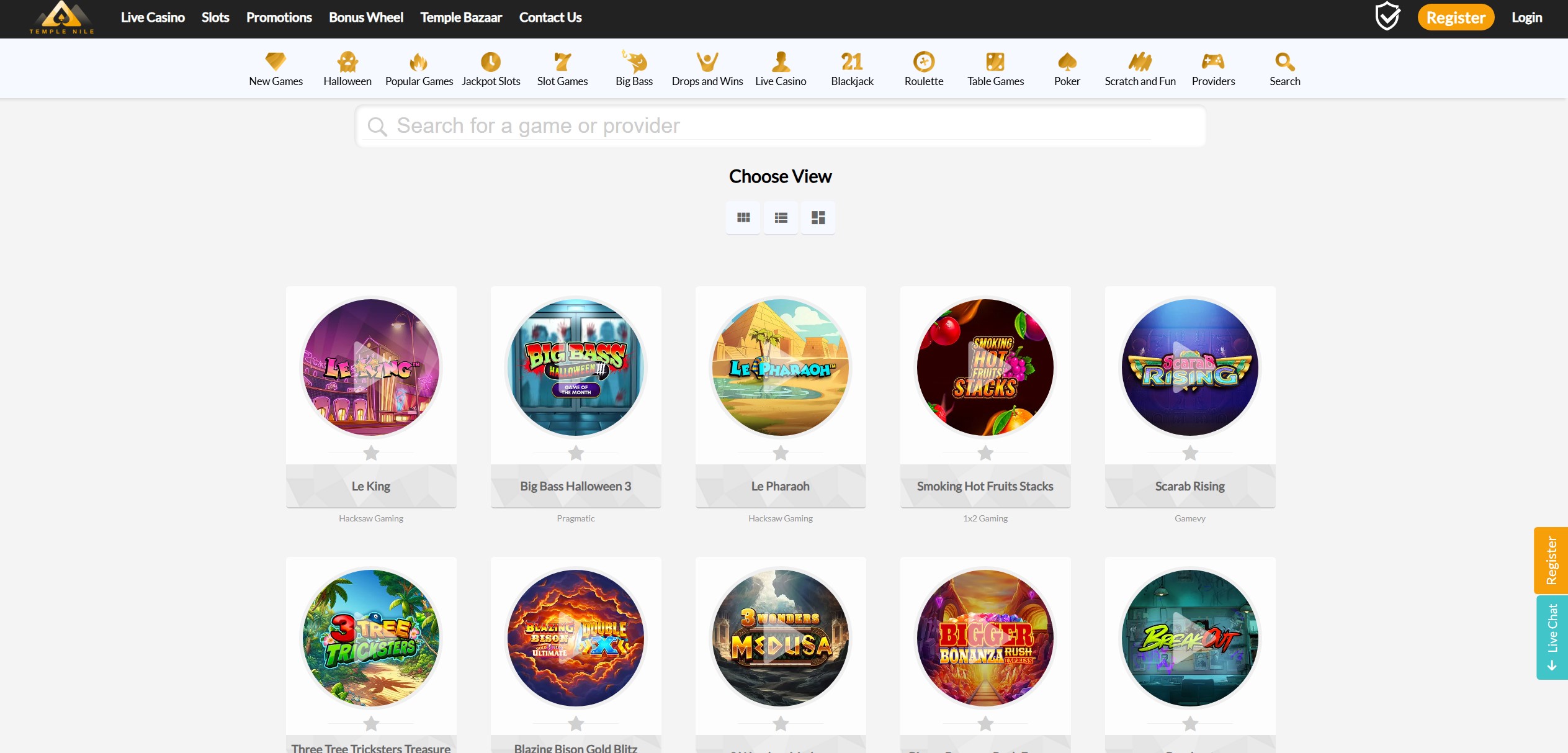 Temple Nile Slot Selection