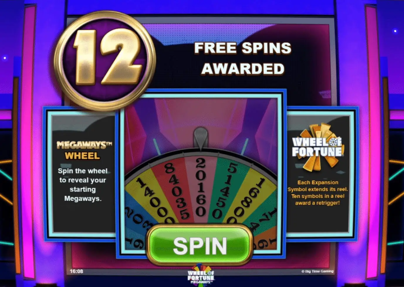 Wheel of Fortune Megaways Bonus Trigger