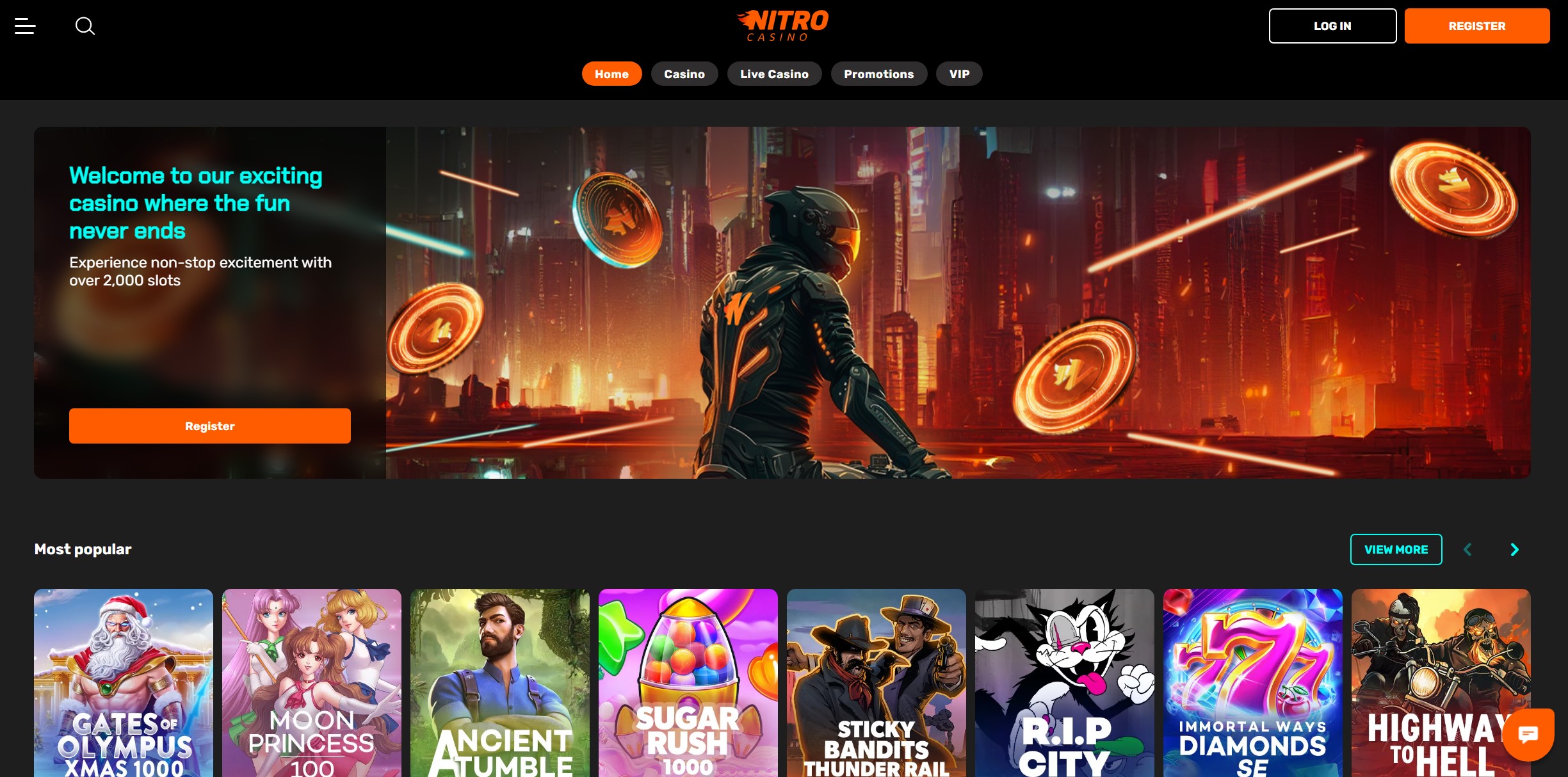 NitroCasino Homepage