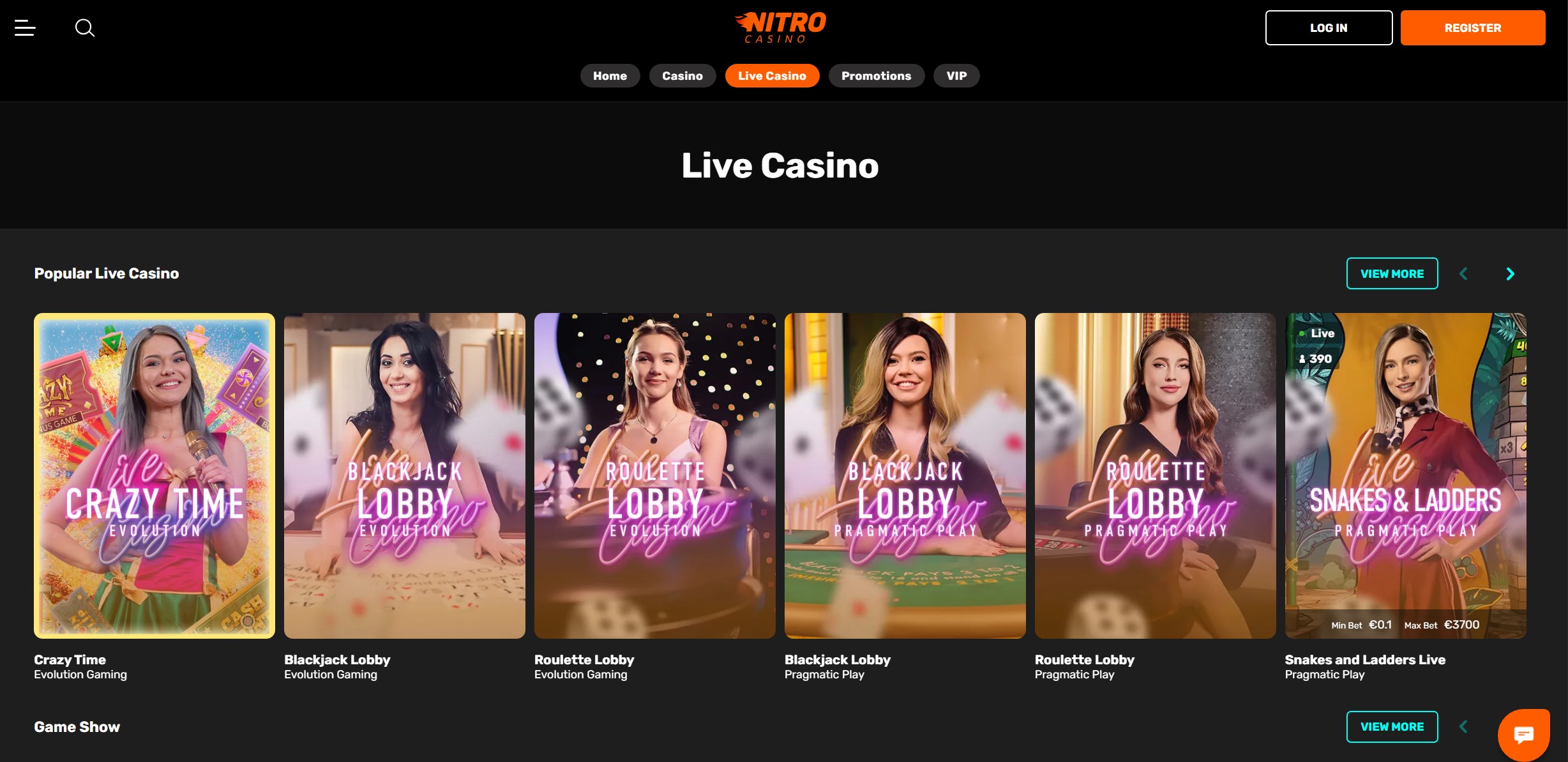 NitroCasino Live Casino