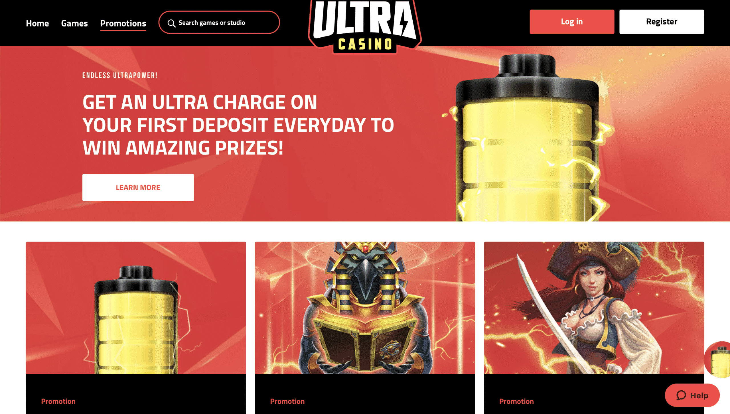 Ultra Casino Homepage