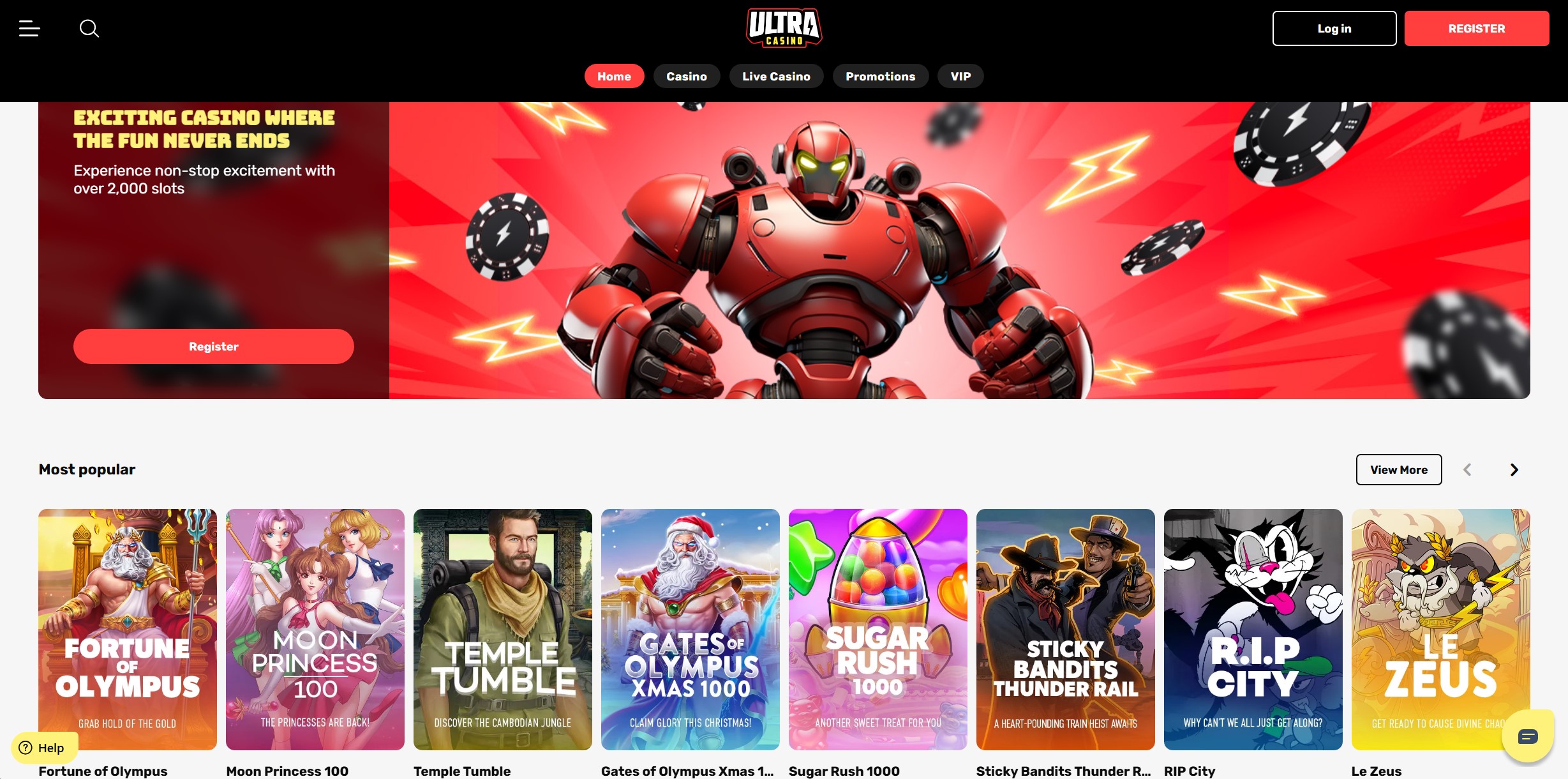 UltraCasino Homepage