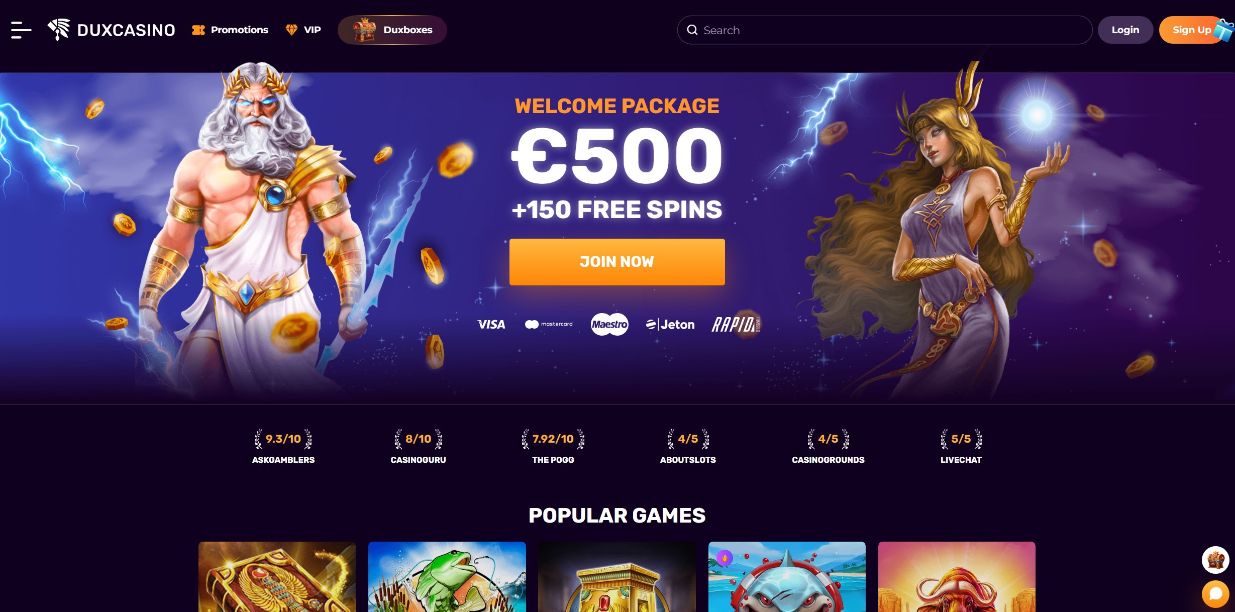 DuxCasino Homepage