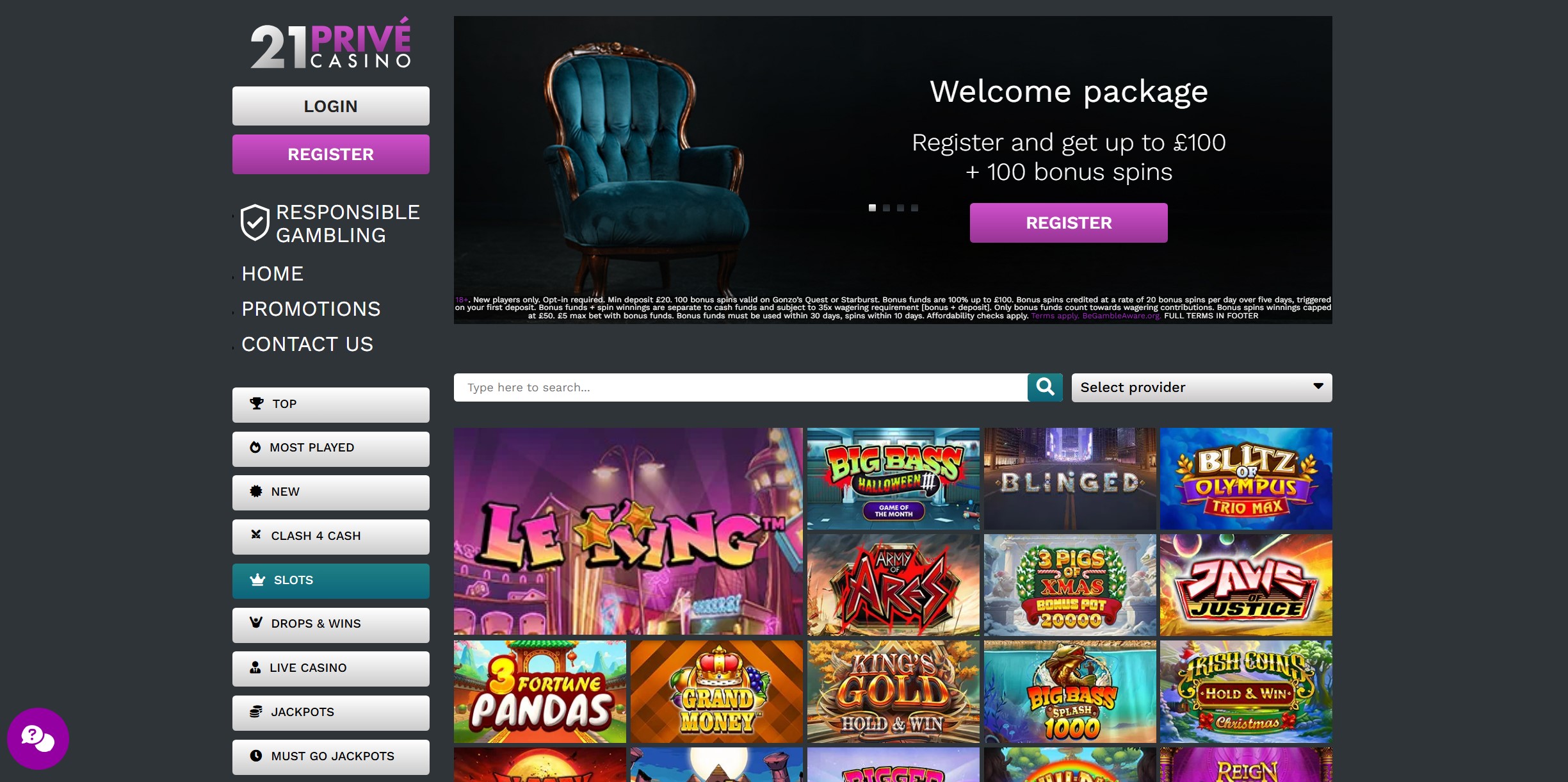 21Prive Casino Slot Selection