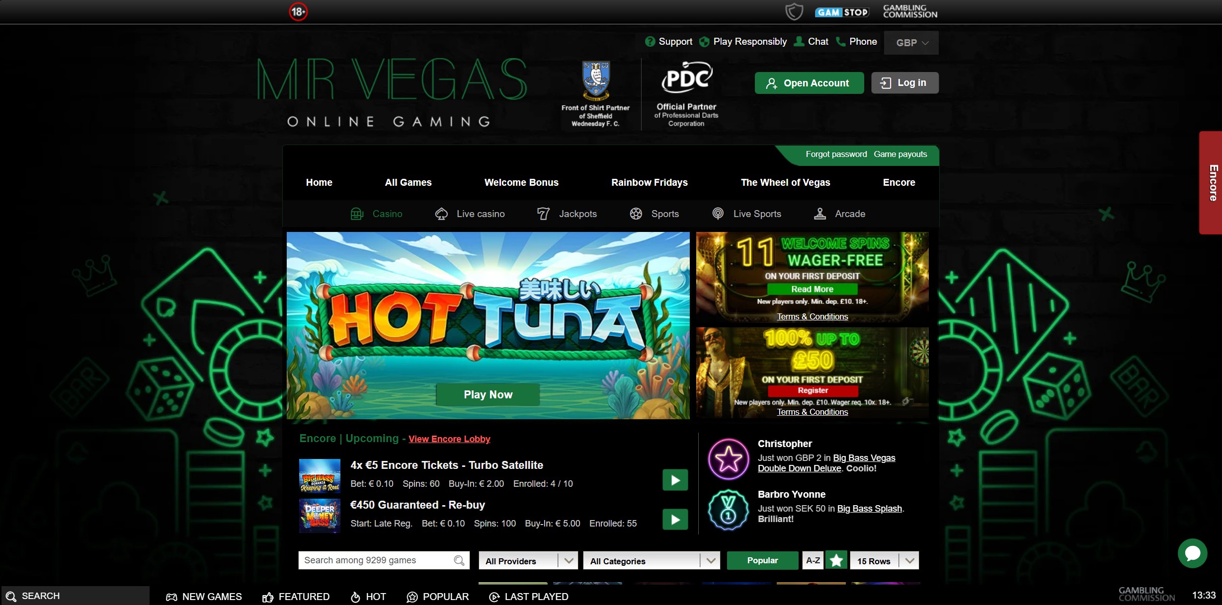 Mr Vegas Homepage