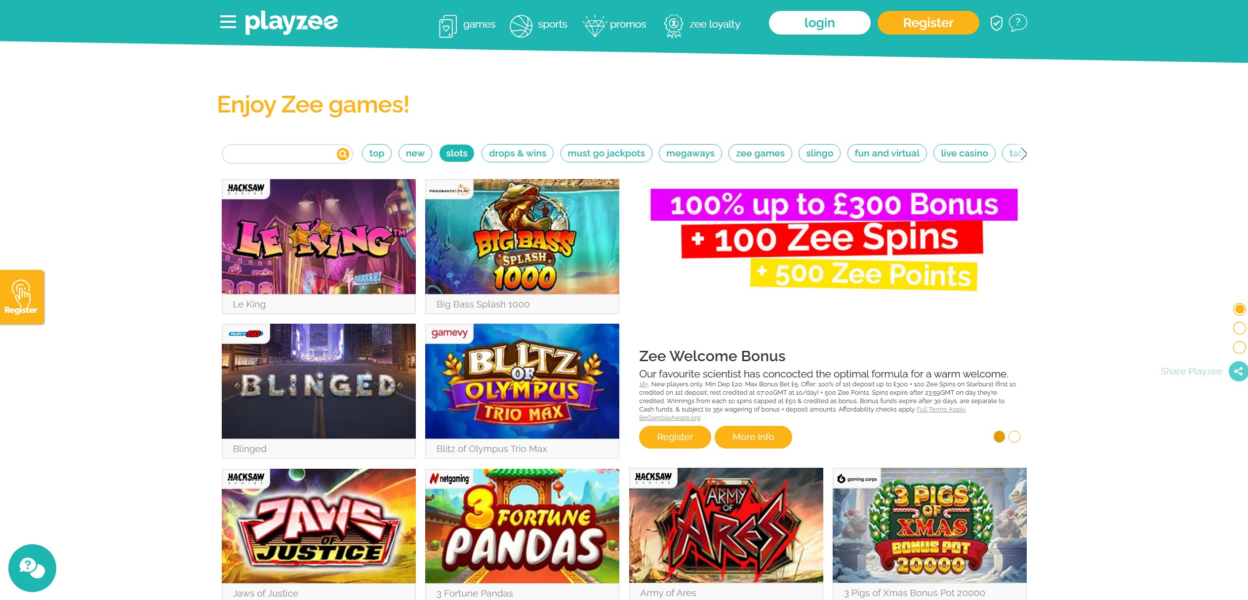 Playzee Slot Selection