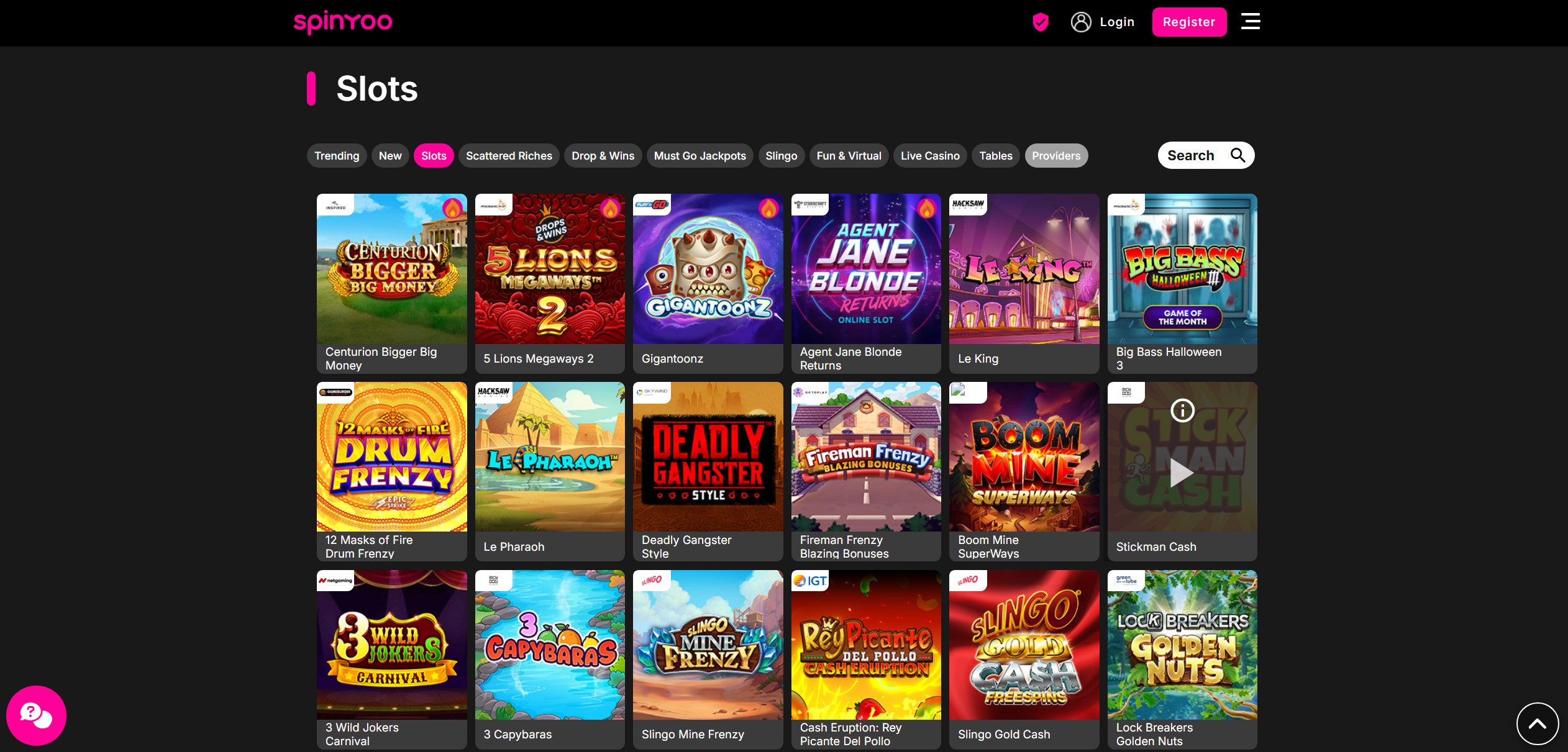 SpinYoo Slot Selection