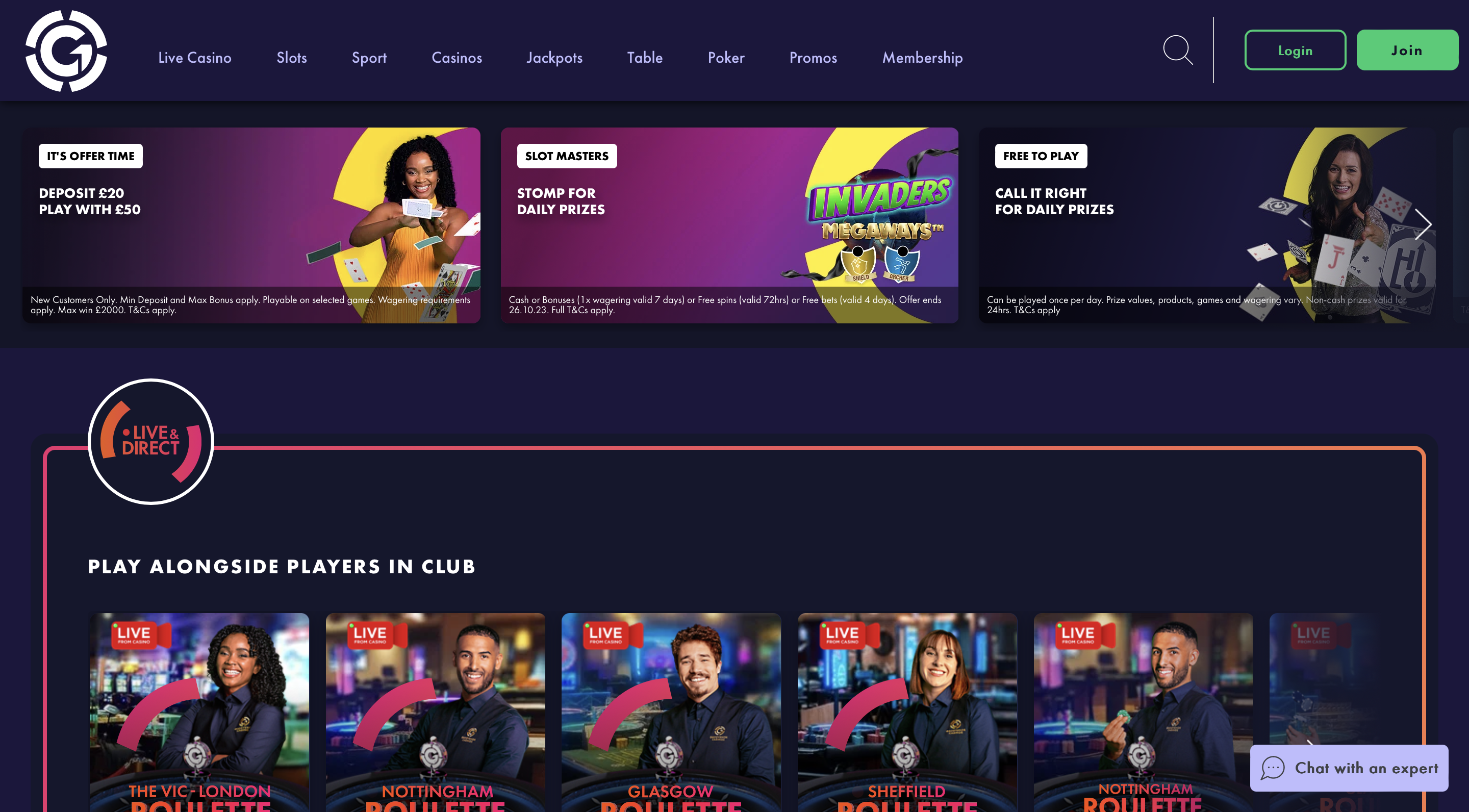 Grosvenor Casino Homepage