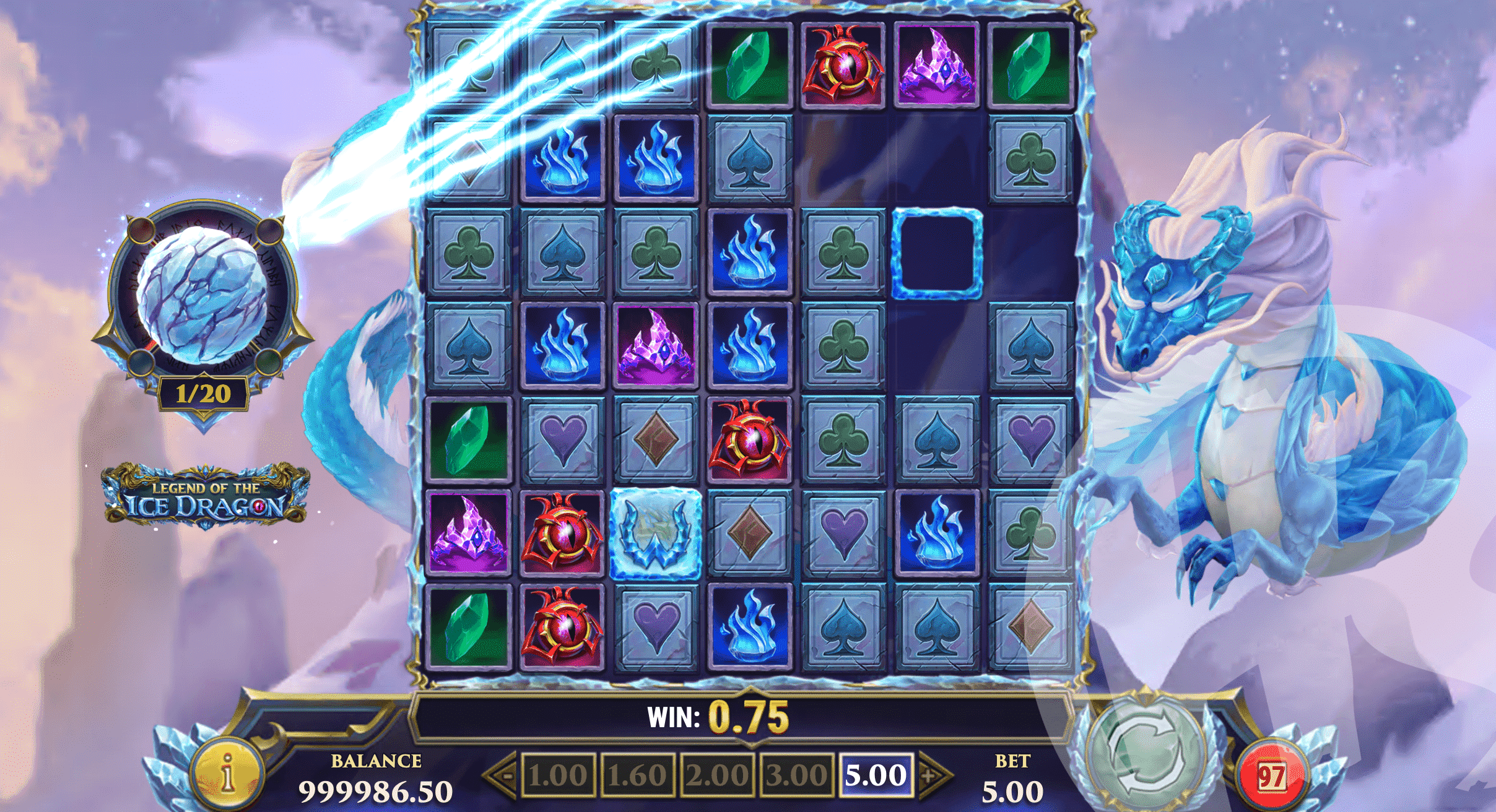 Winning Symbols are Removed from the Grid and Add to the Ice Crystal Charger