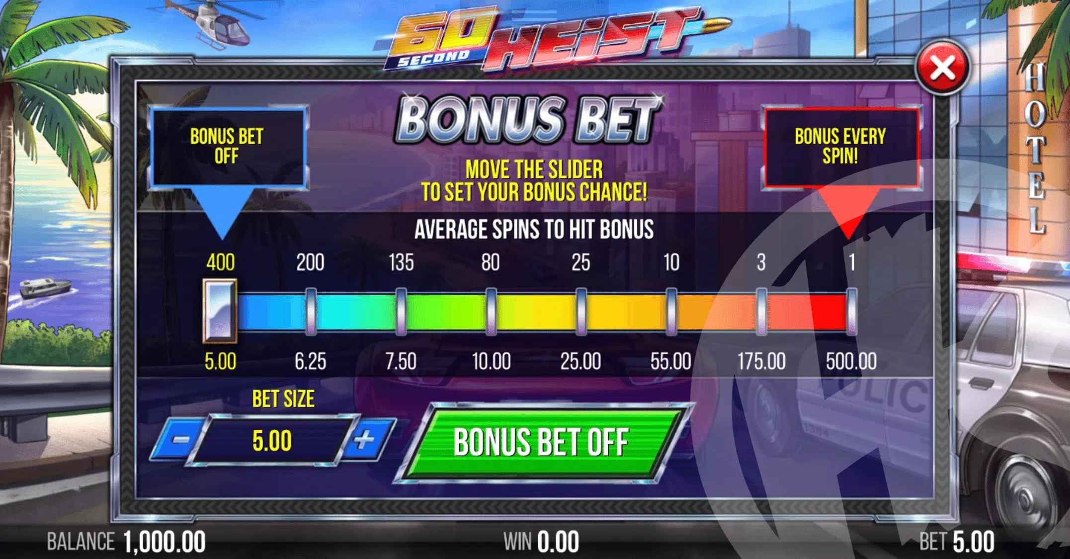 Bonus Bet Allows Players to Bet More for an Increased Chance to Trigger Free Spins 