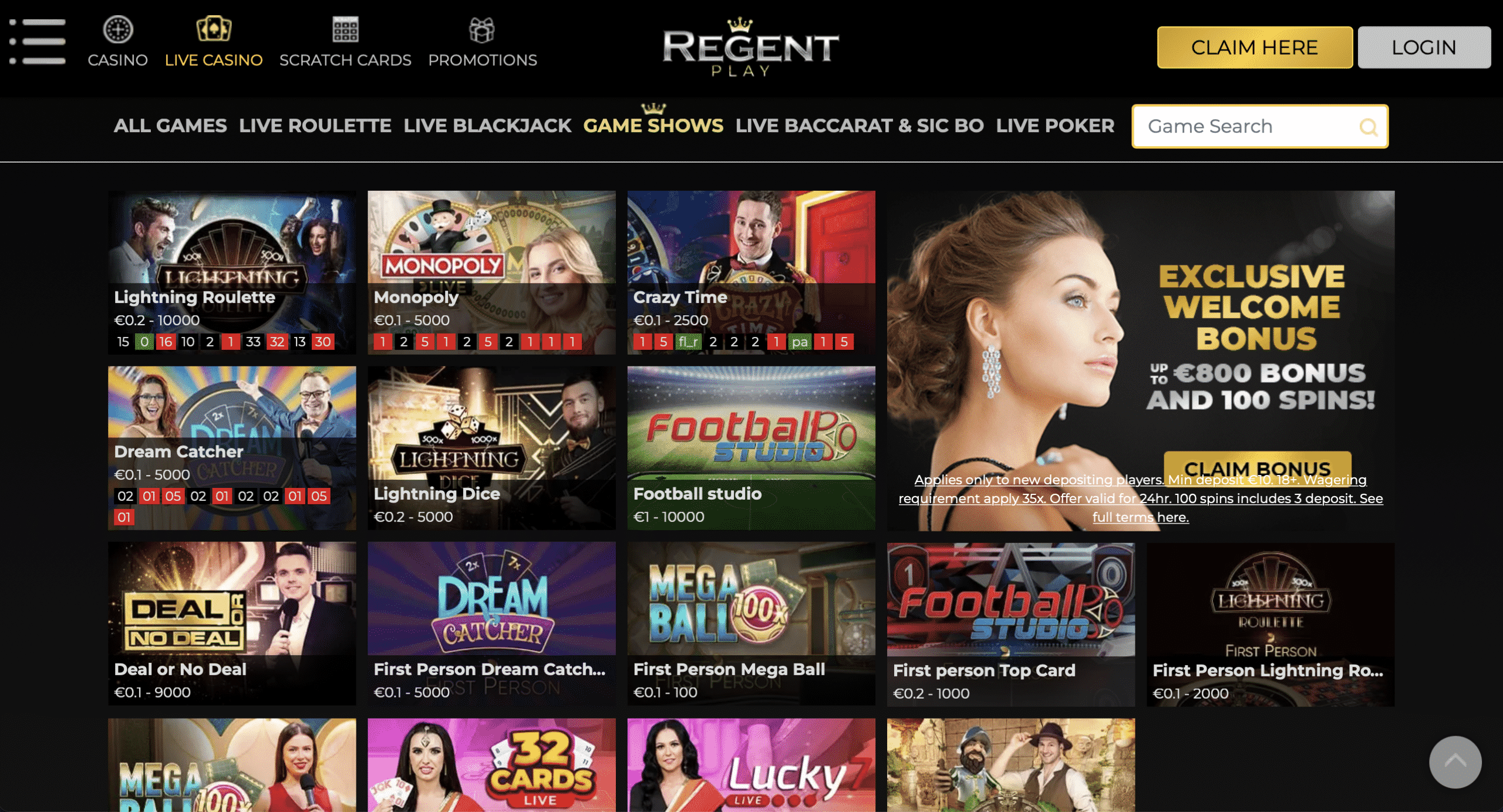 Regent Play Live Casino