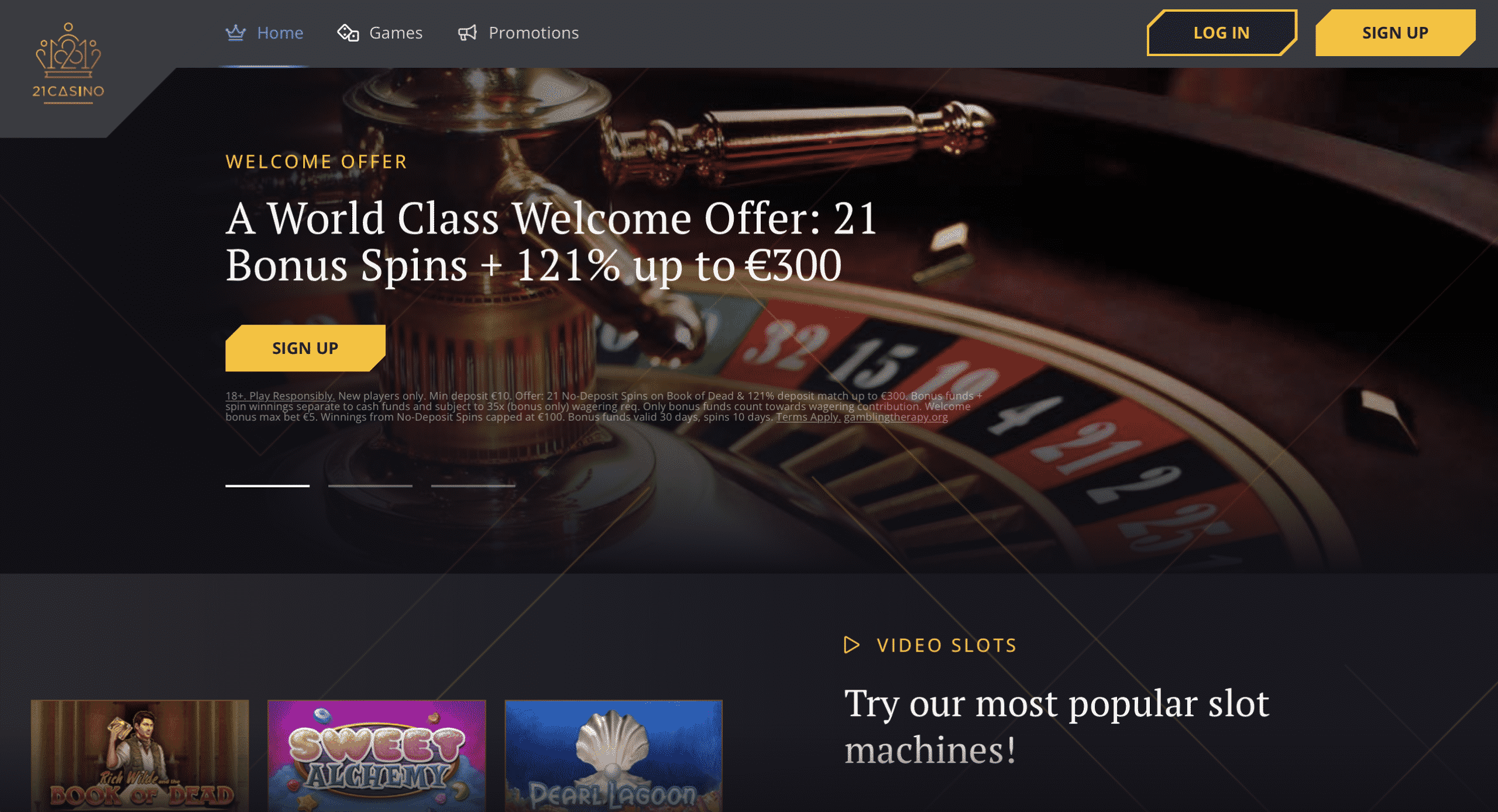 21 Casino Homepage