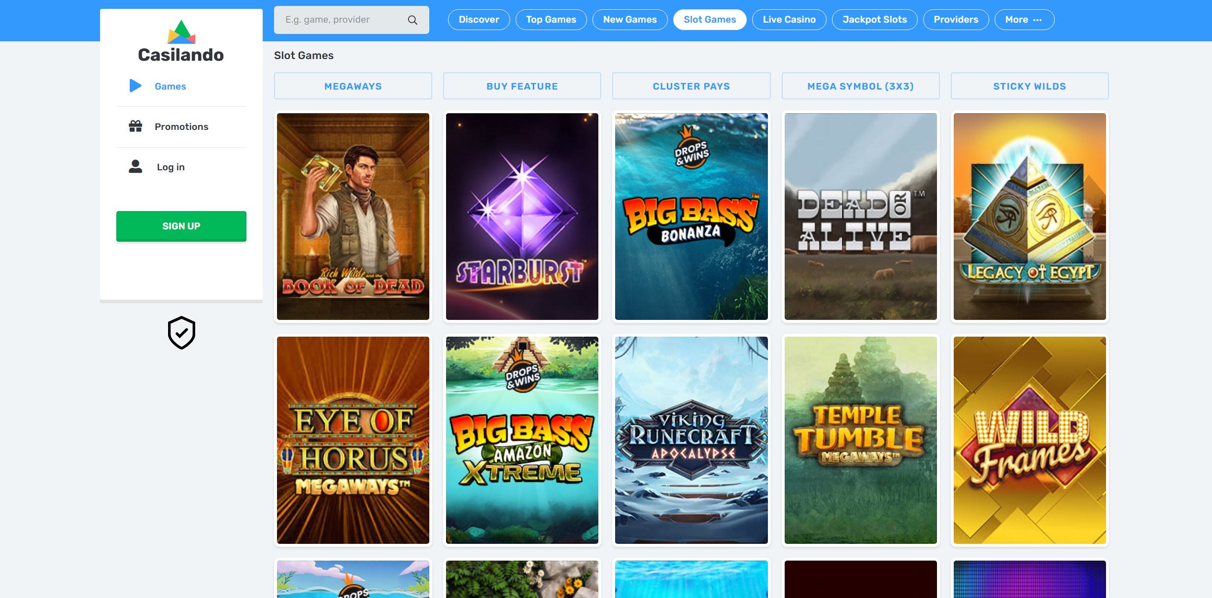 Casilando Slot Selection