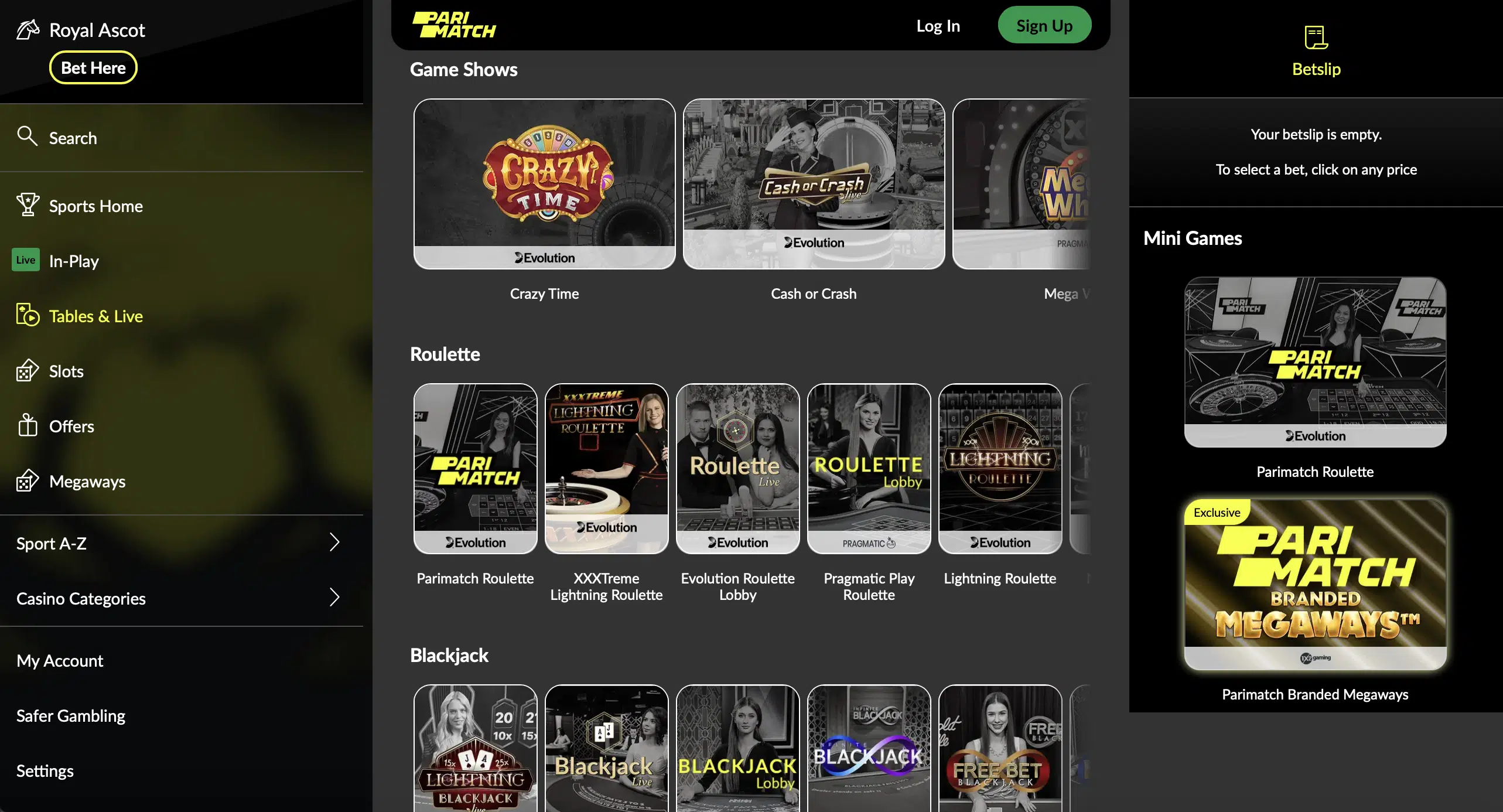 Parimatch Live Casino