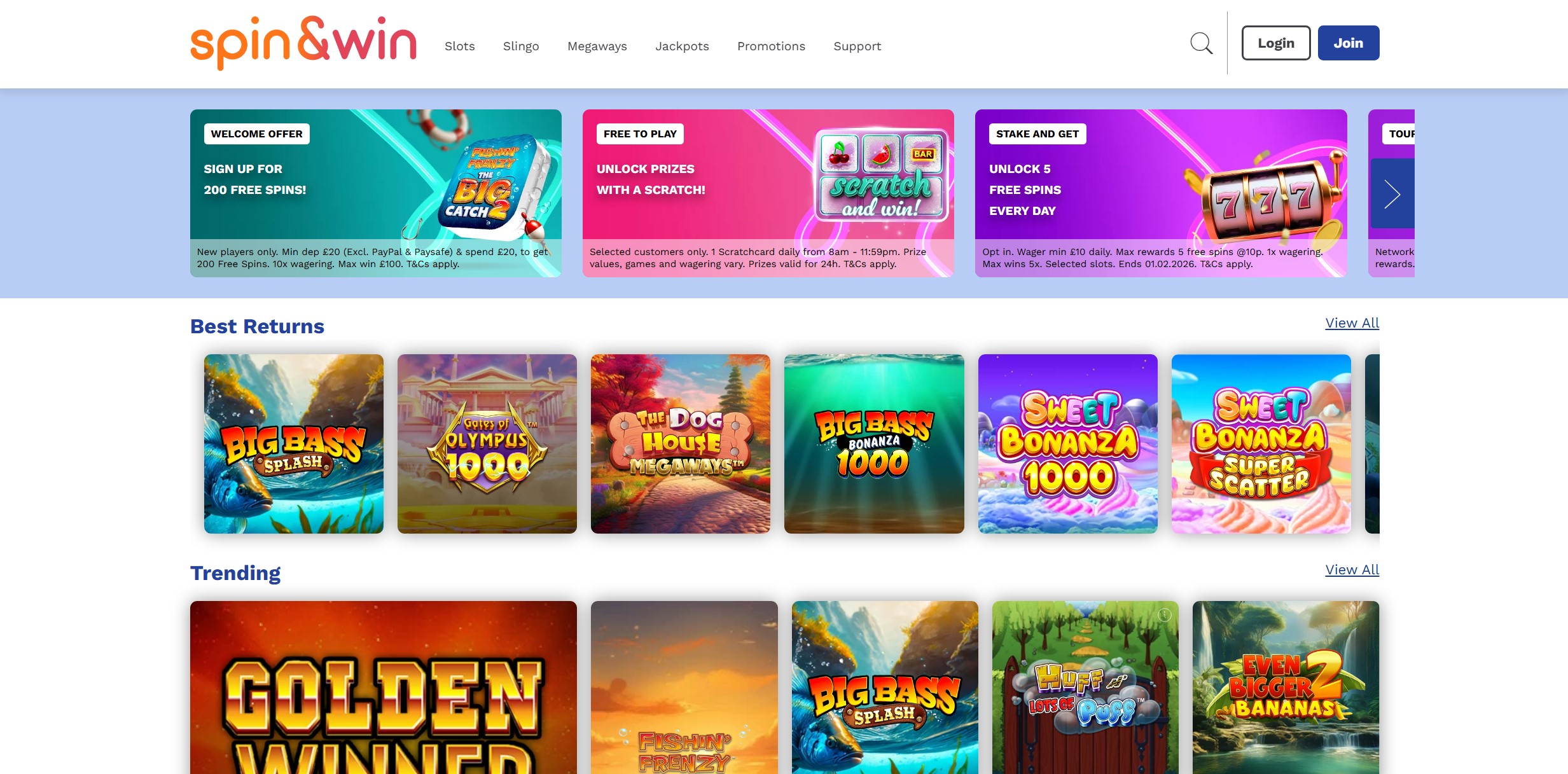 Spin & Win Homepage