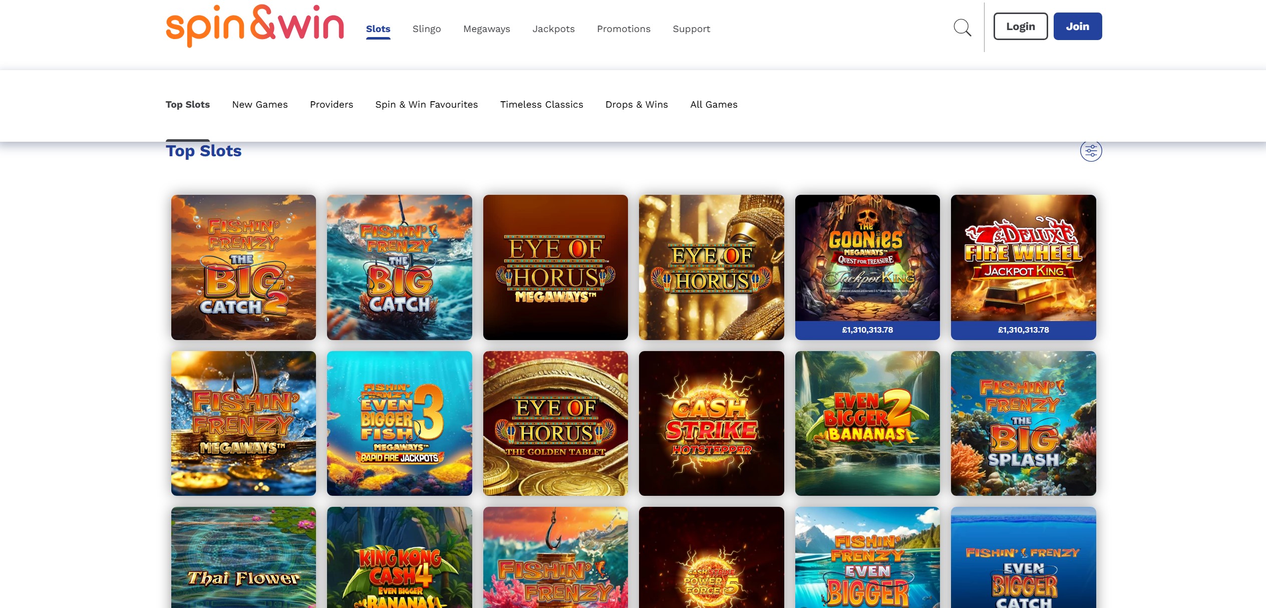 Spin and Win Slot Selection