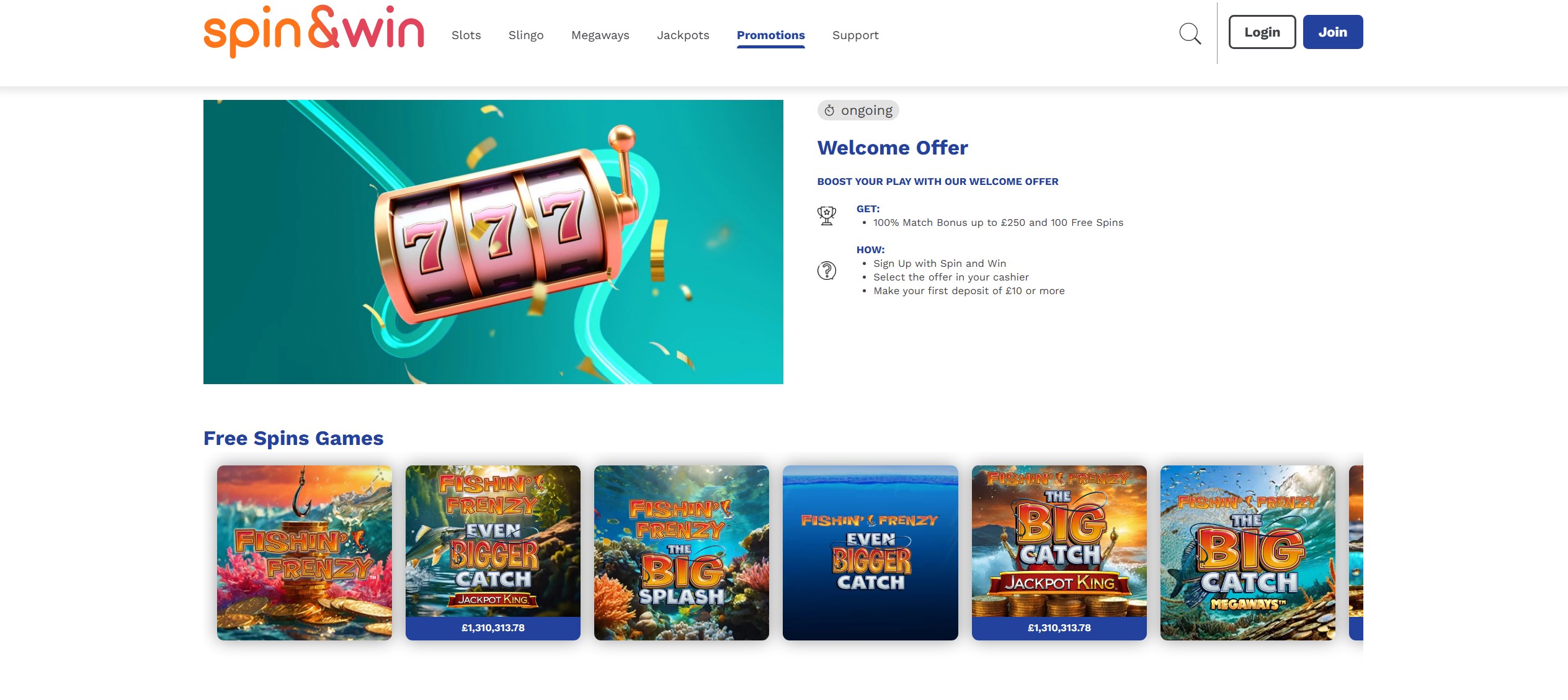 Spin and Win Welcome Bonus