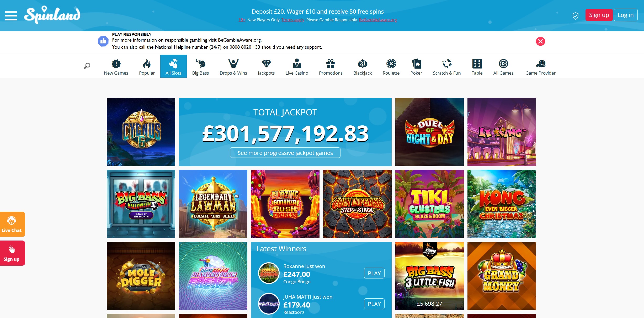 Spinland Game Selection