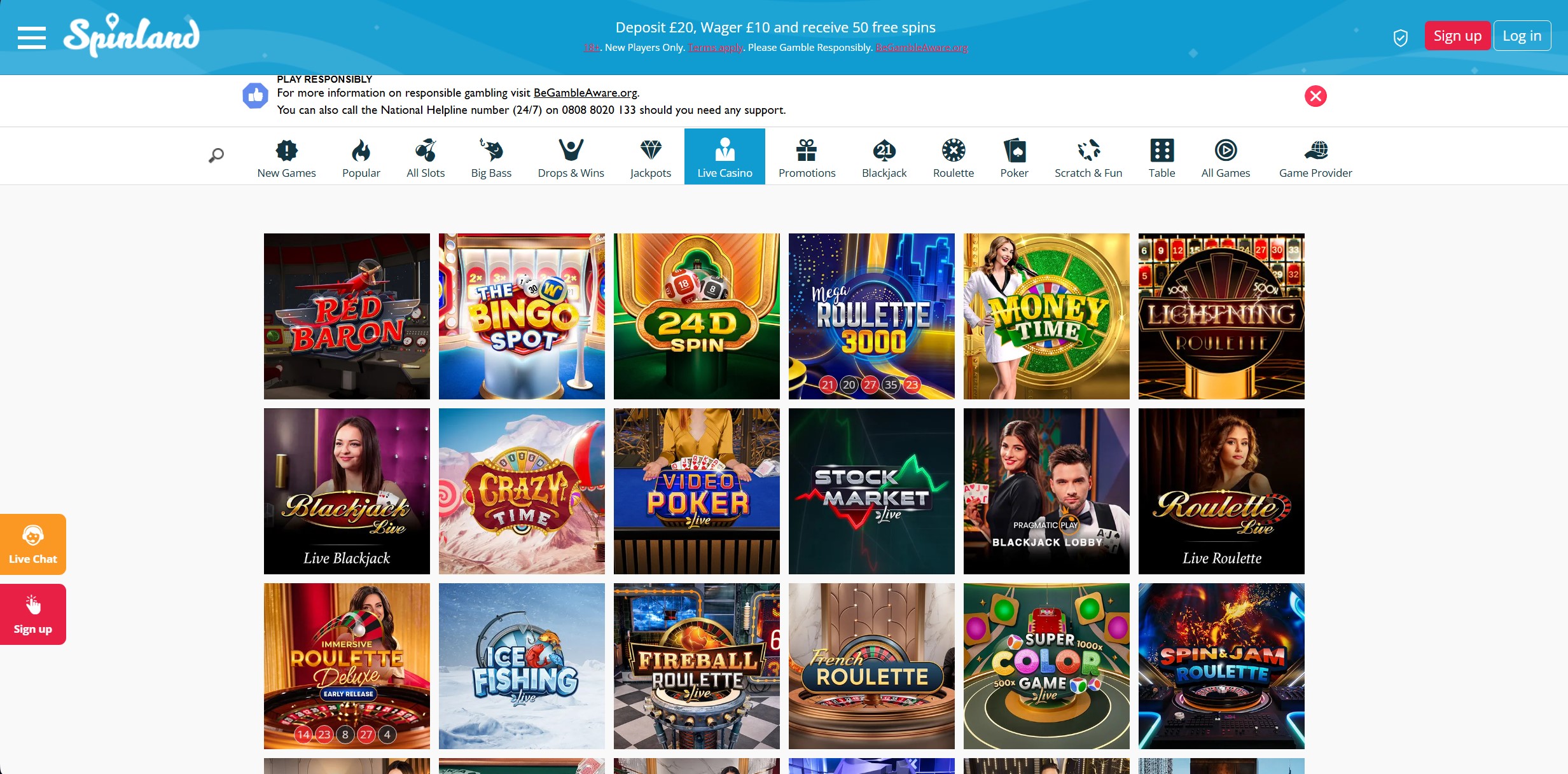 Spinland Live Casino