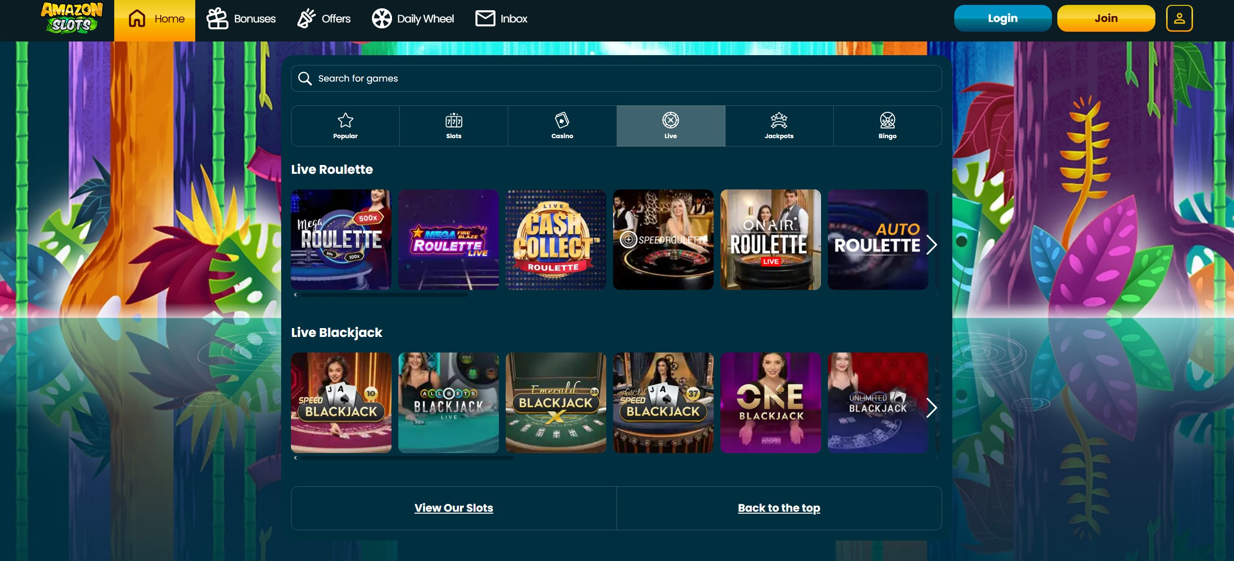 Amazon Slots Live Casino