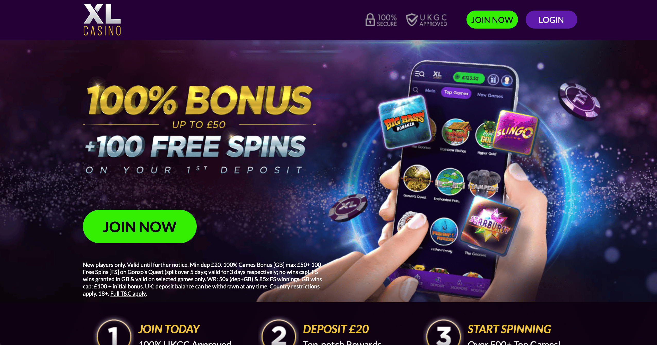 XL Casino Homepage