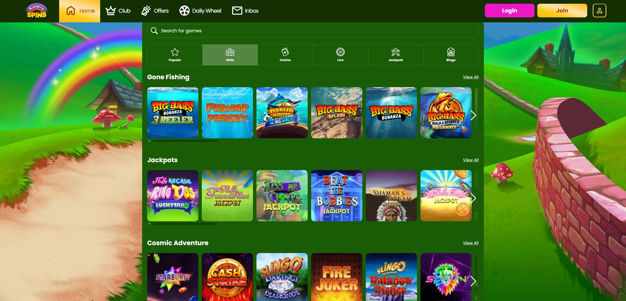 Rainbow Spins Slot Selection