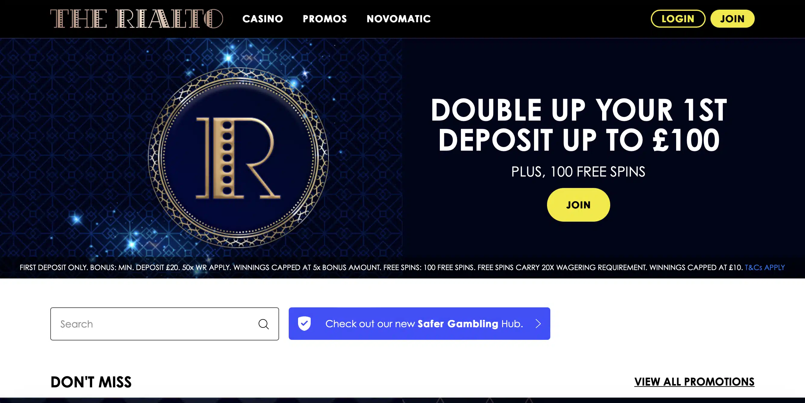 Rialto Casino Homepage