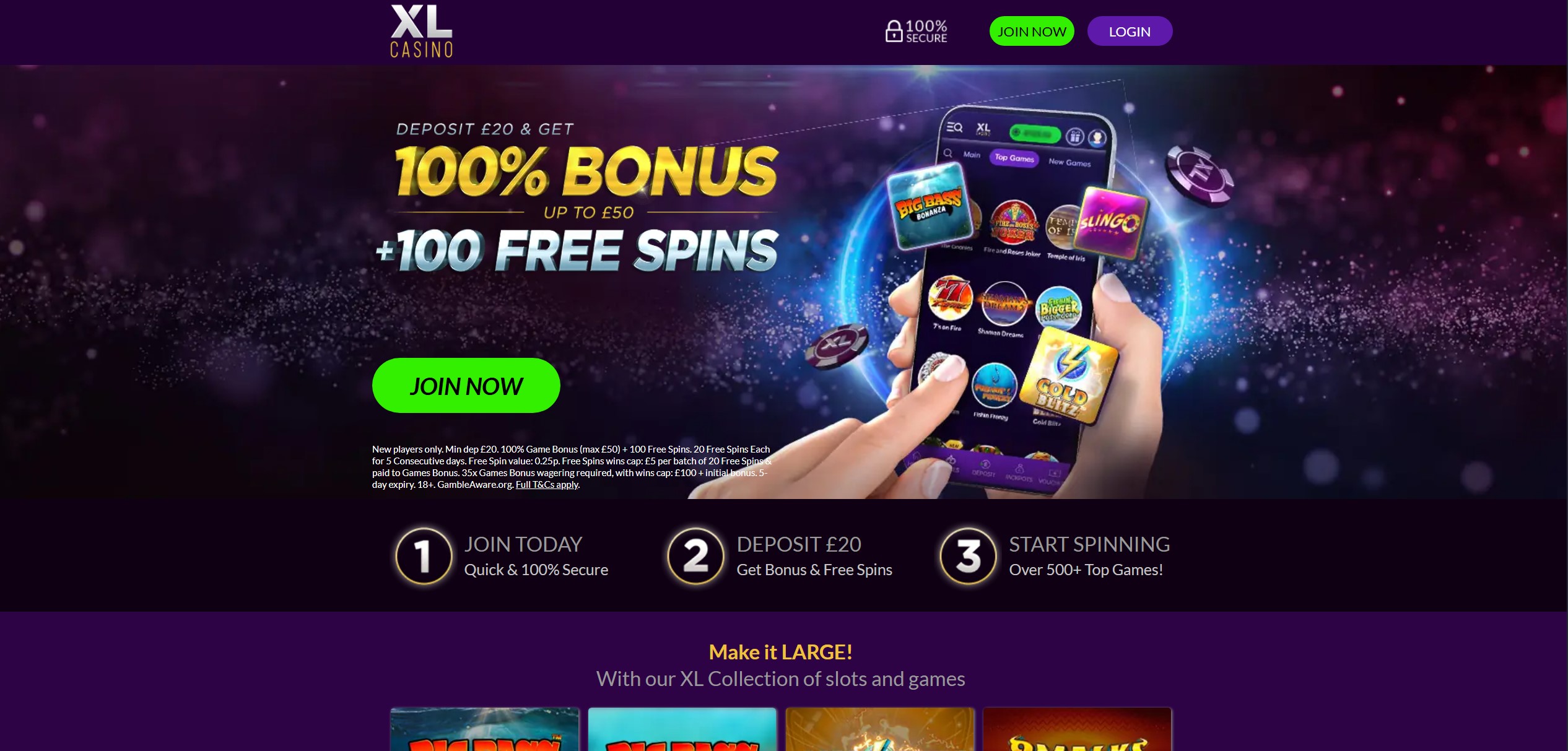 XL Casino Homepage