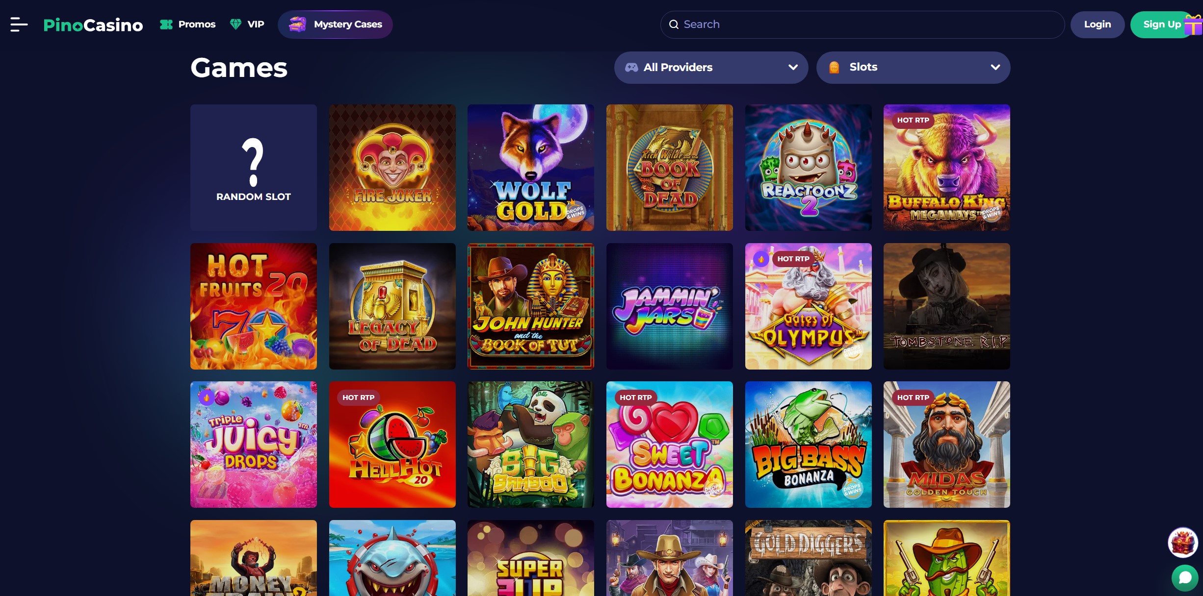 Pino Casino Slot Selection