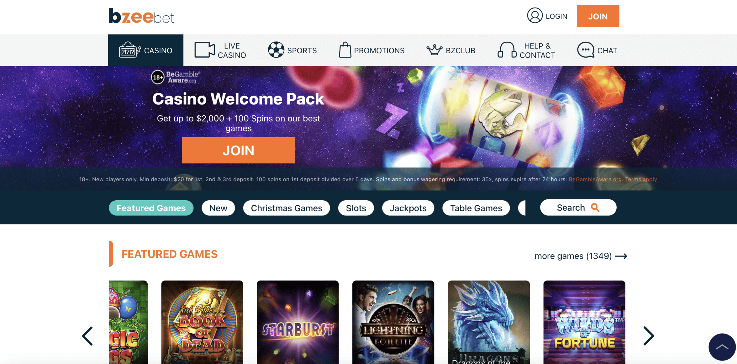 Bzeebet Homepage