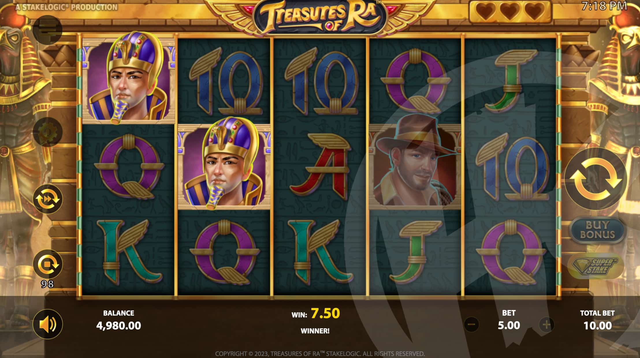 Treasures of Ra Offers Players 10 Fixed Win Lines