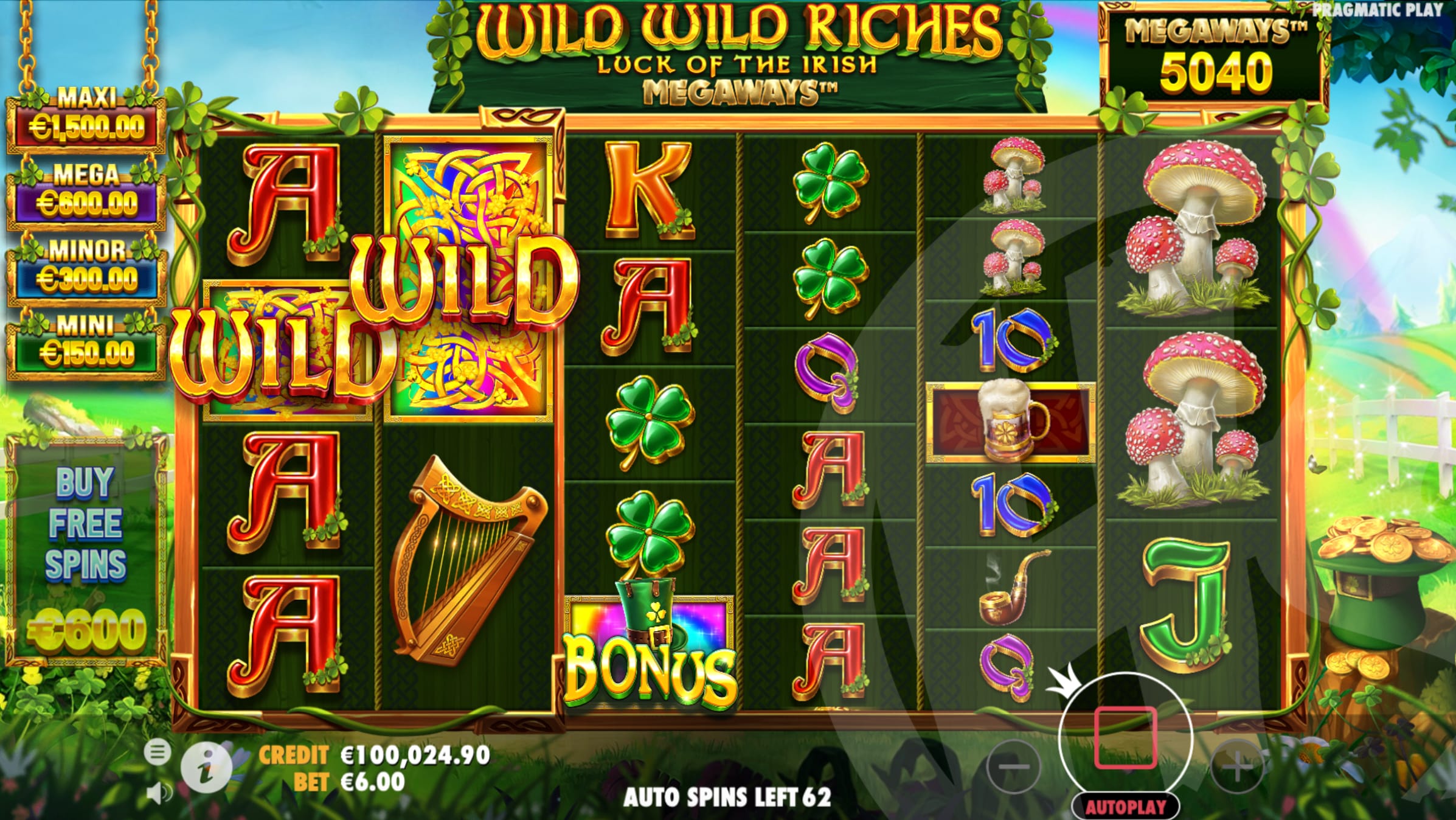 Land Wilds on Reel 1 and 2 With a Bonus Symbol on Reel 3 to Trigger Free Spins