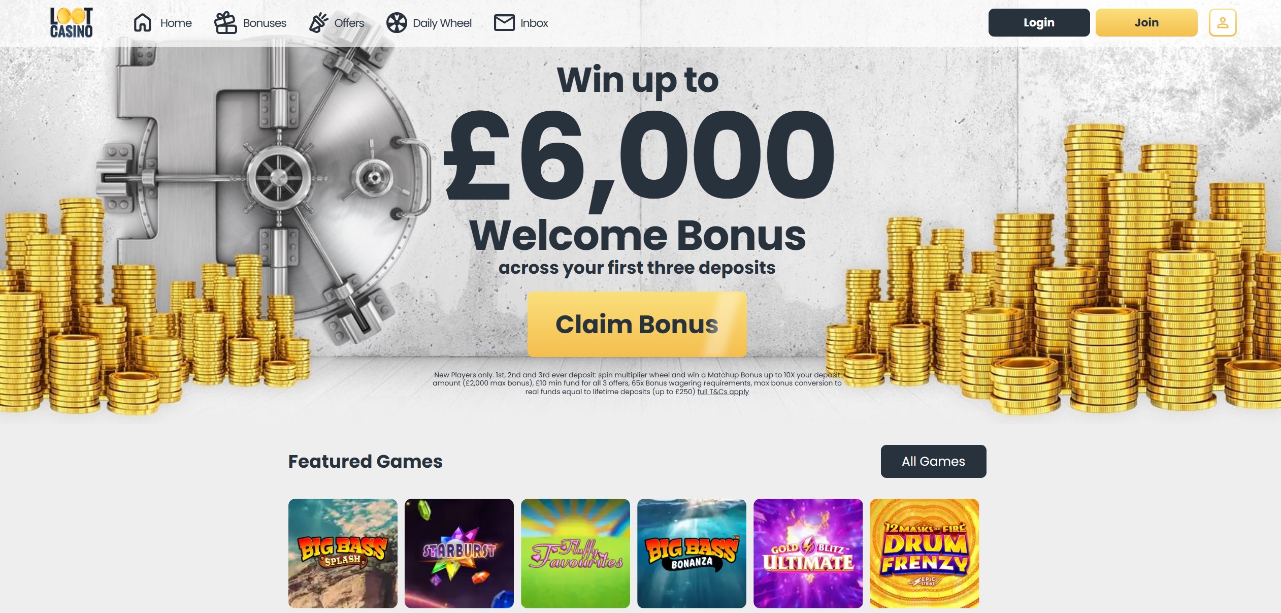 Loot Casino Homepage