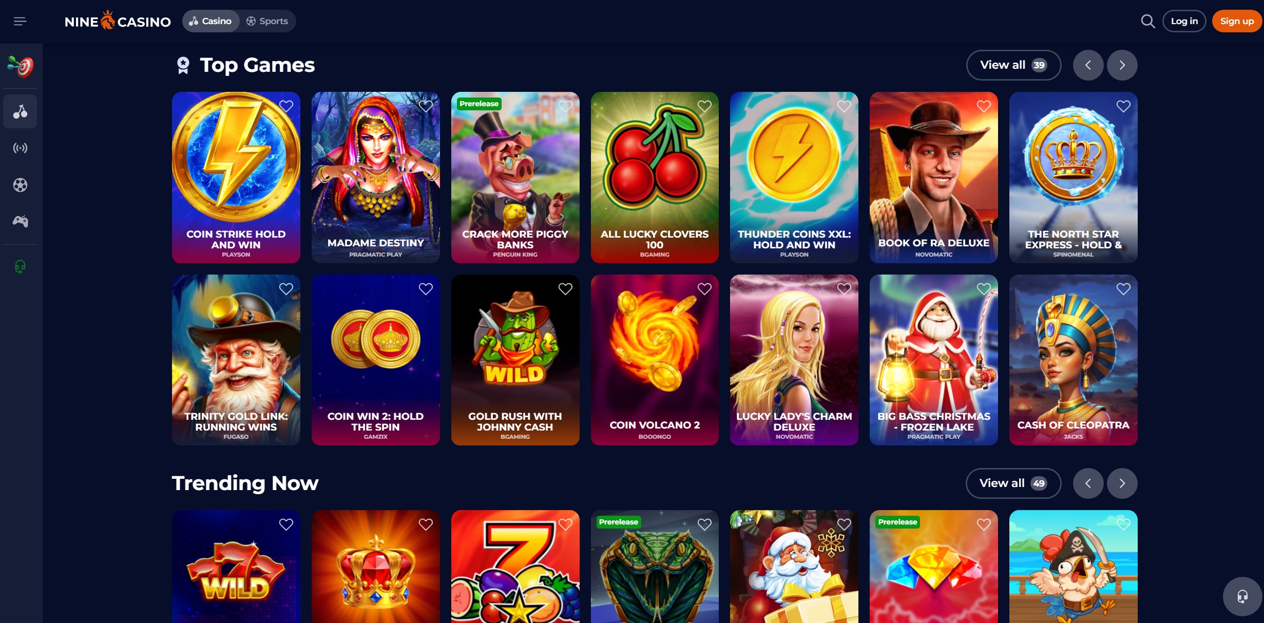 Nine Casino Game Selection