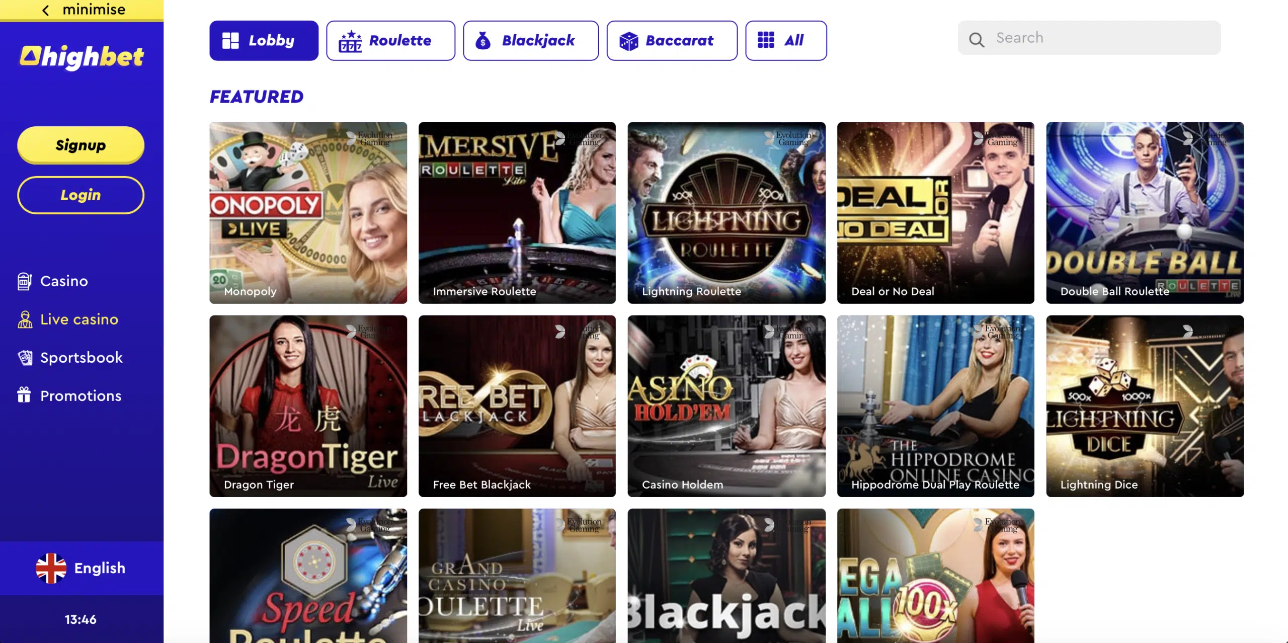 Highbet Live Casino