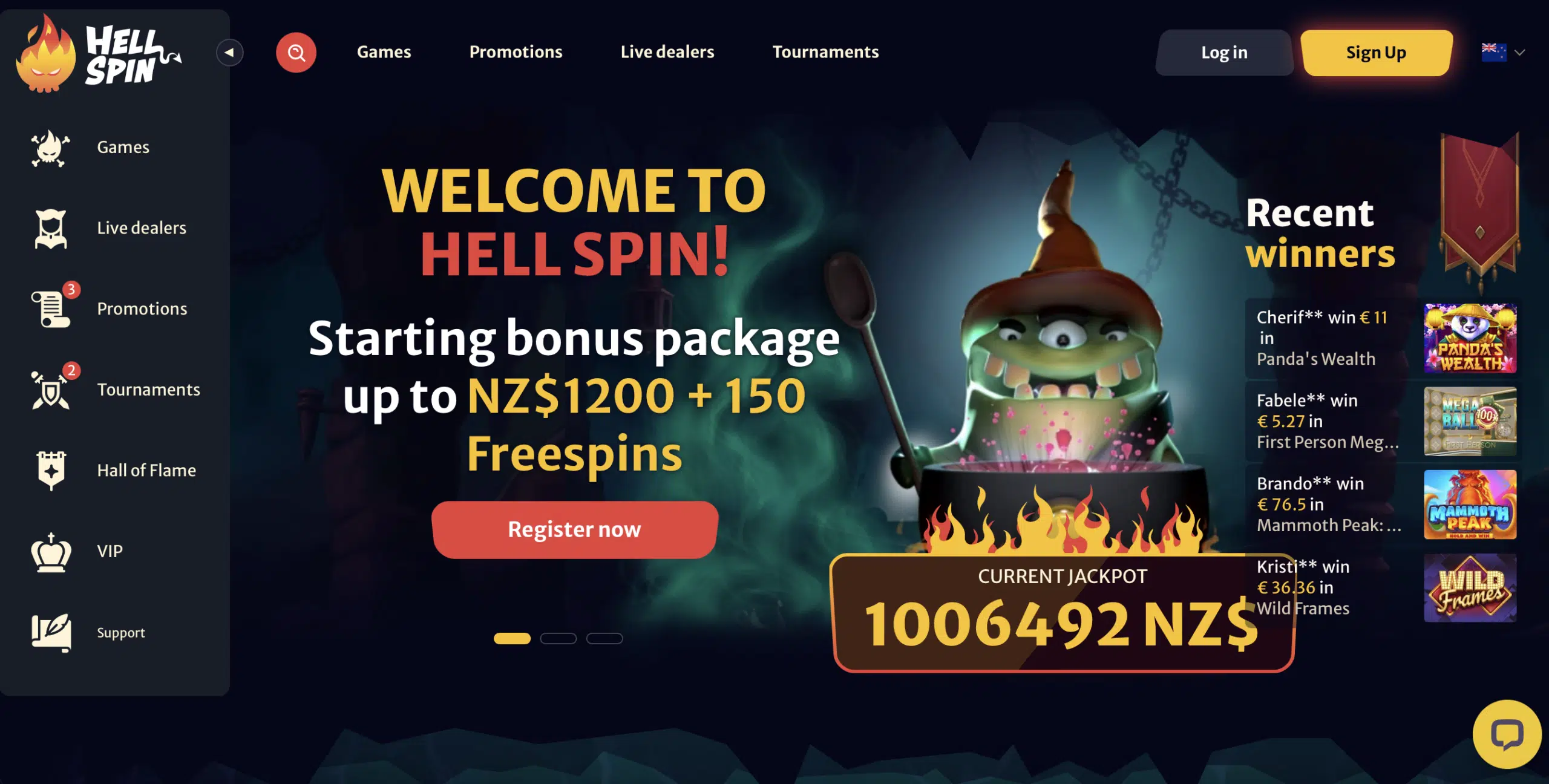 Hell Spin Homepage