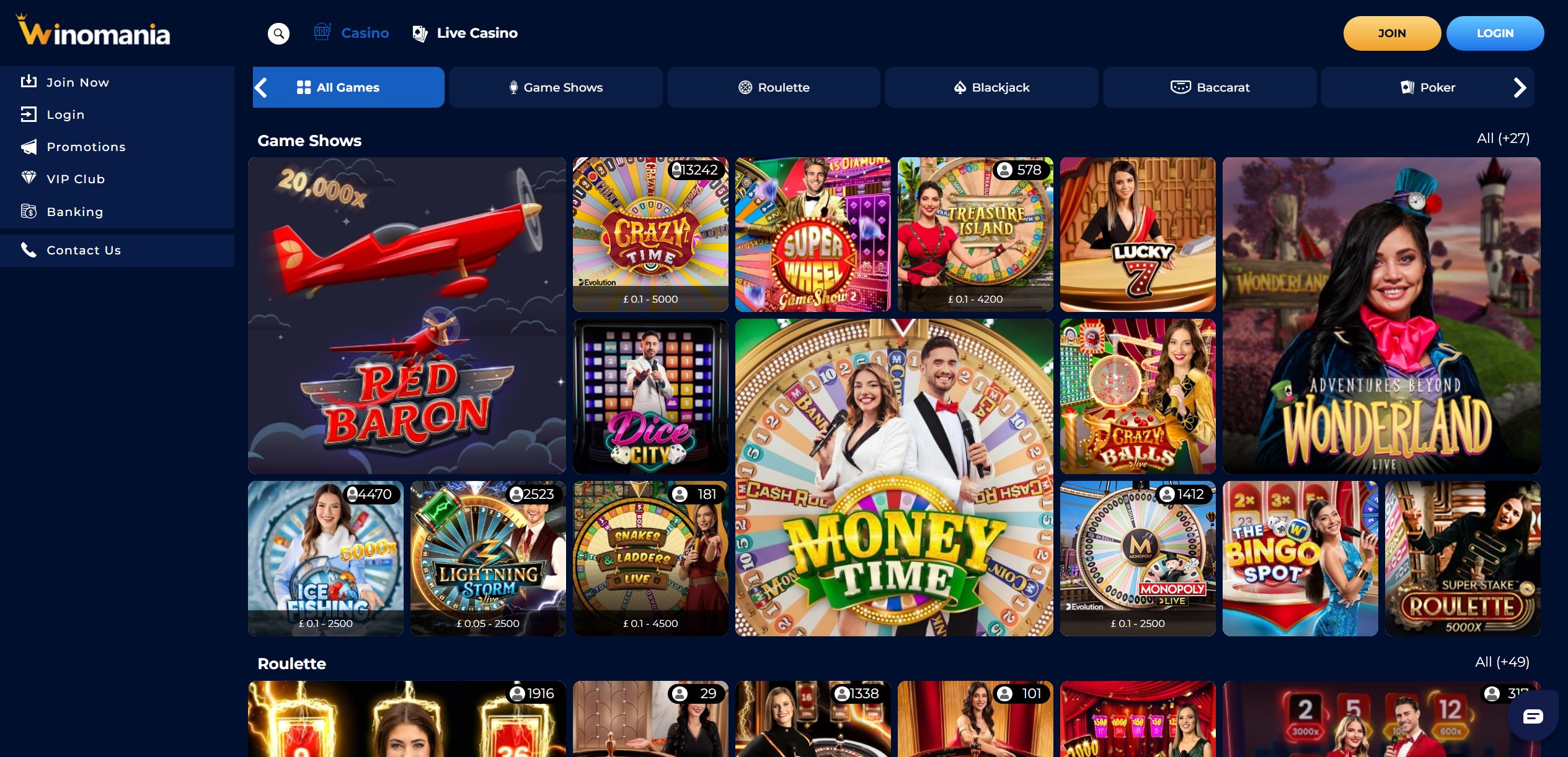 Winomania Live Casino