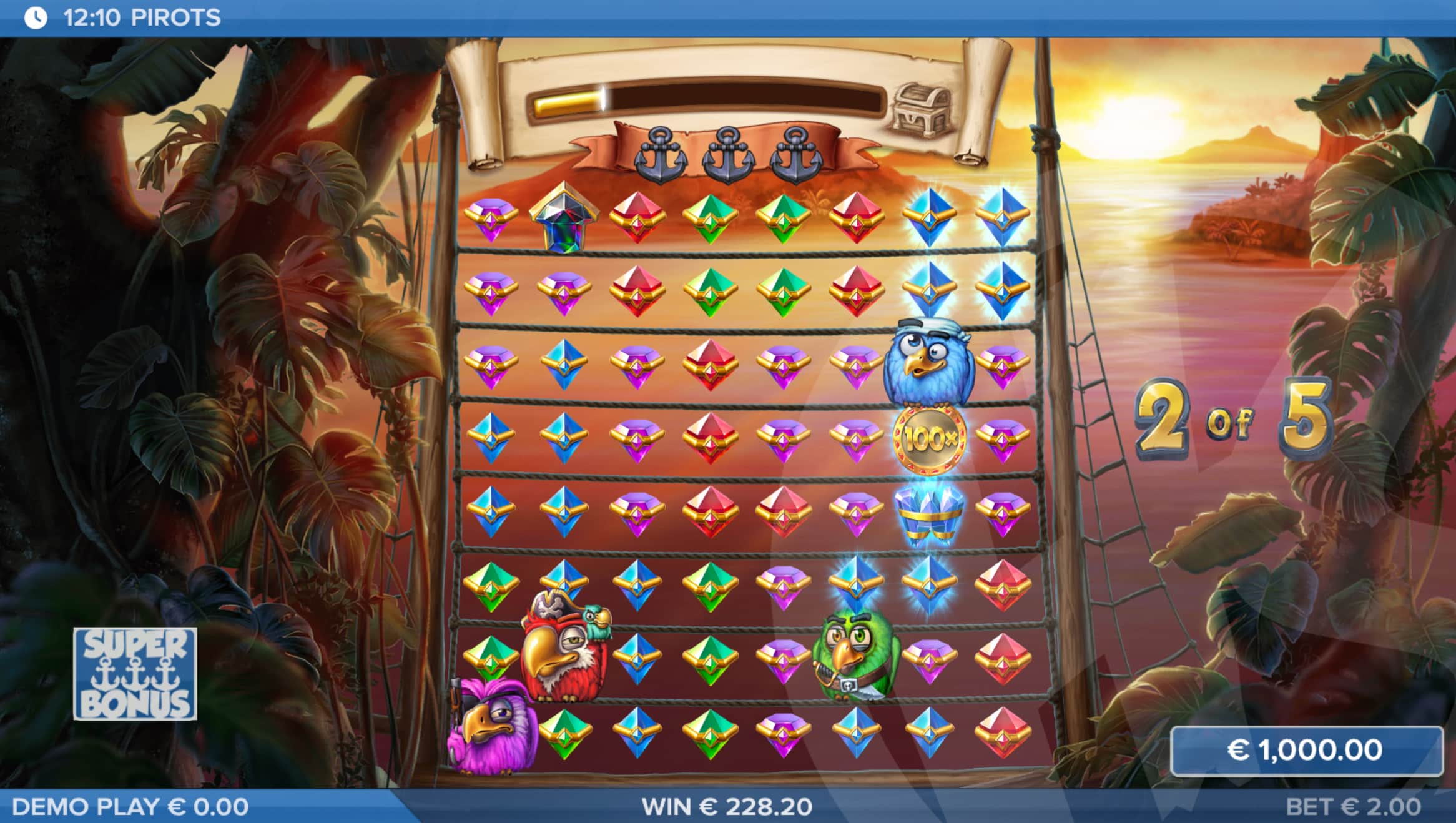 Land Feature Symbols Throughout Either Bonus. All Upgrade Symbols Upgrade All Gems In the Super Bonus