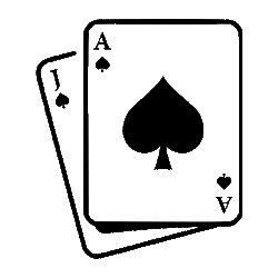 Black Outline of Ace of Hearts Overlapping Jack of Spades