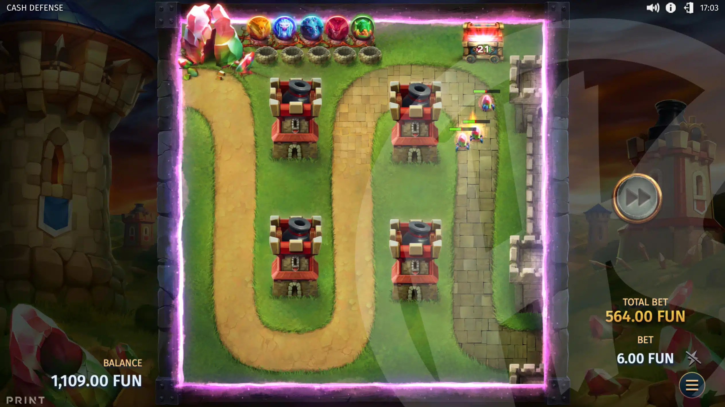 Eliminate at Least 5 Symbol Enemies to Trigger the Second Wave in the Tower Defense Game