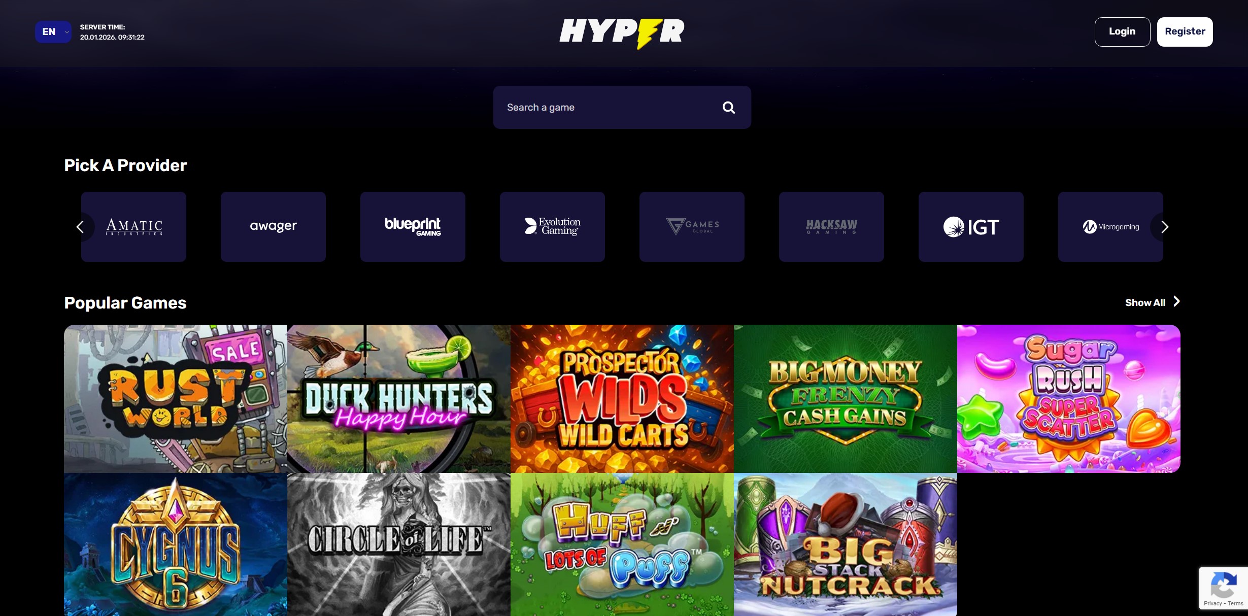 Hyper Casino Game Selection
