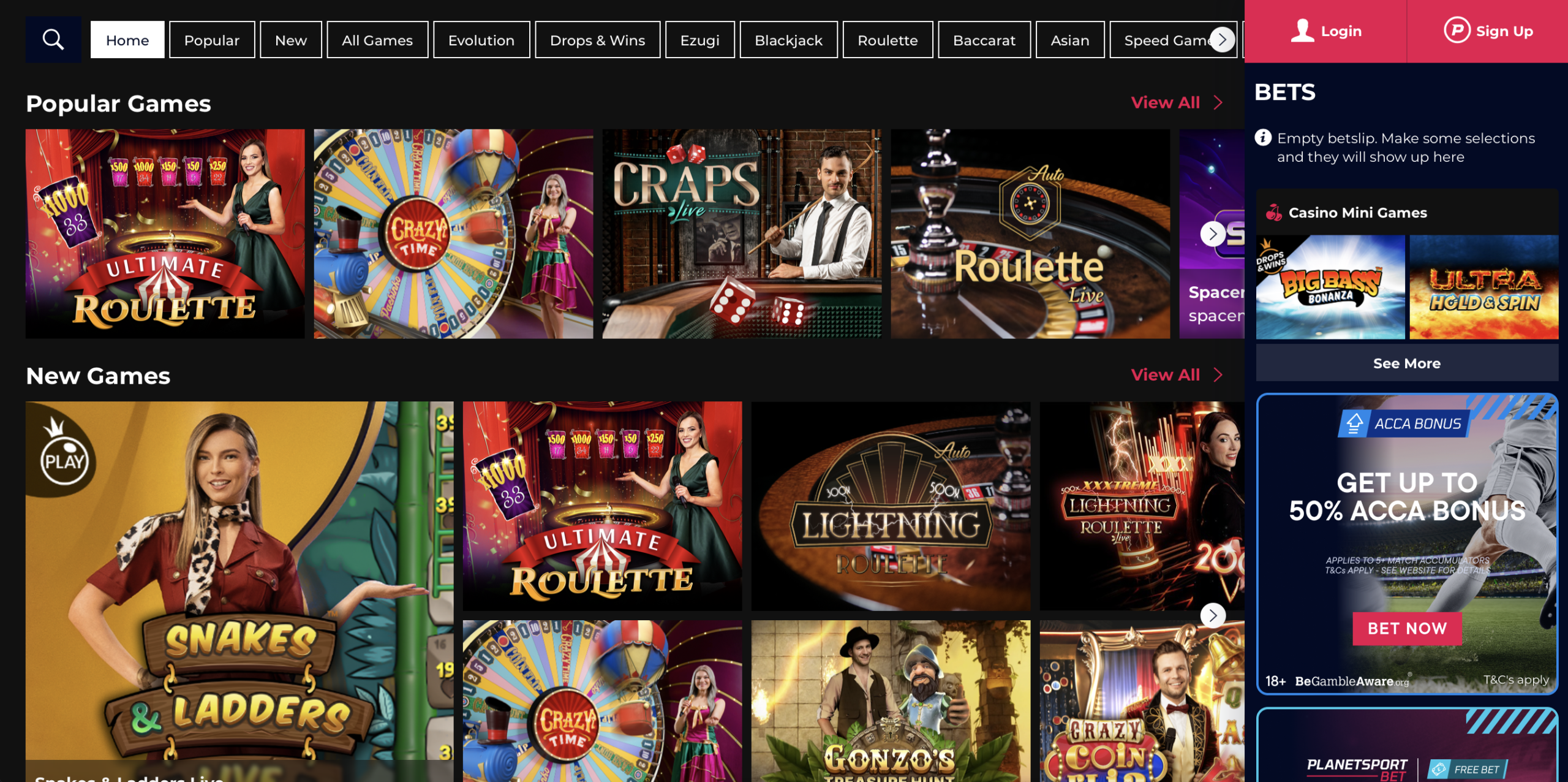 Planet Sport Bet Live Casino