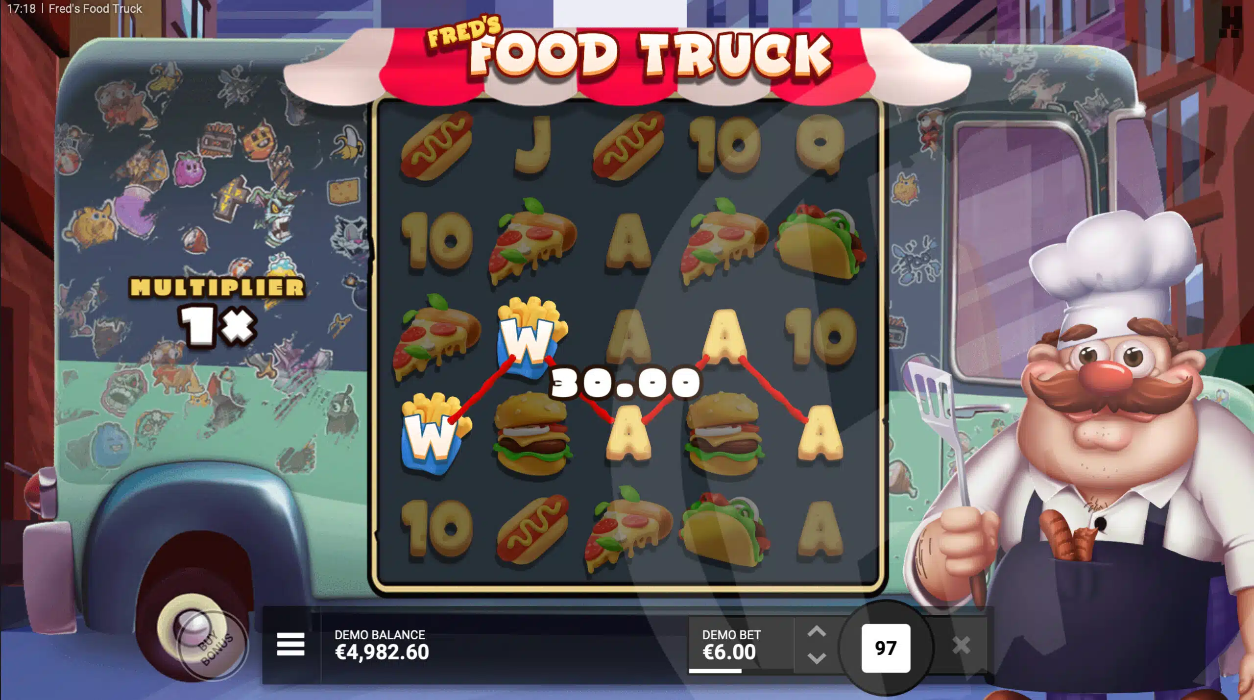 Fred's Food Truck Offers Players 15 Fixed Win Lines